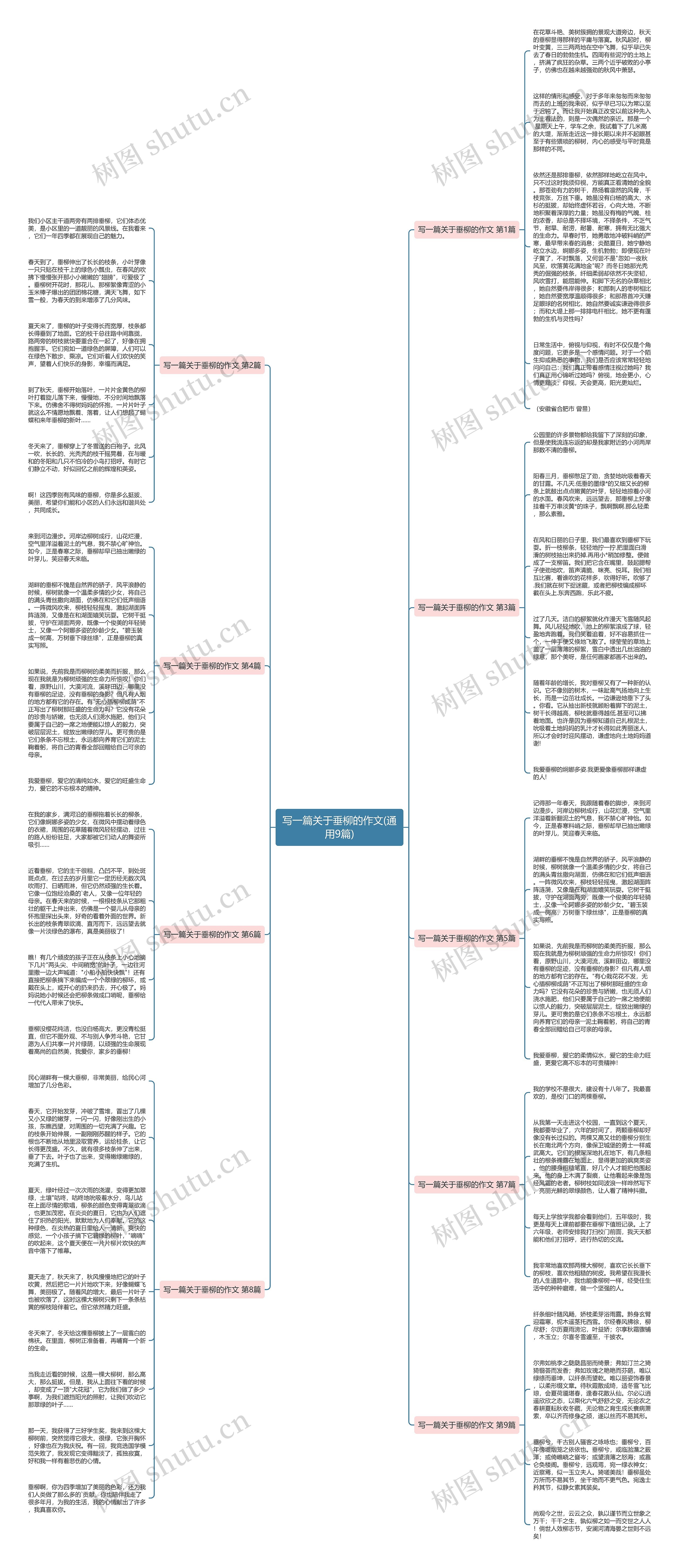 写一篇关于垂柳的作文(通用9篇)思维导图