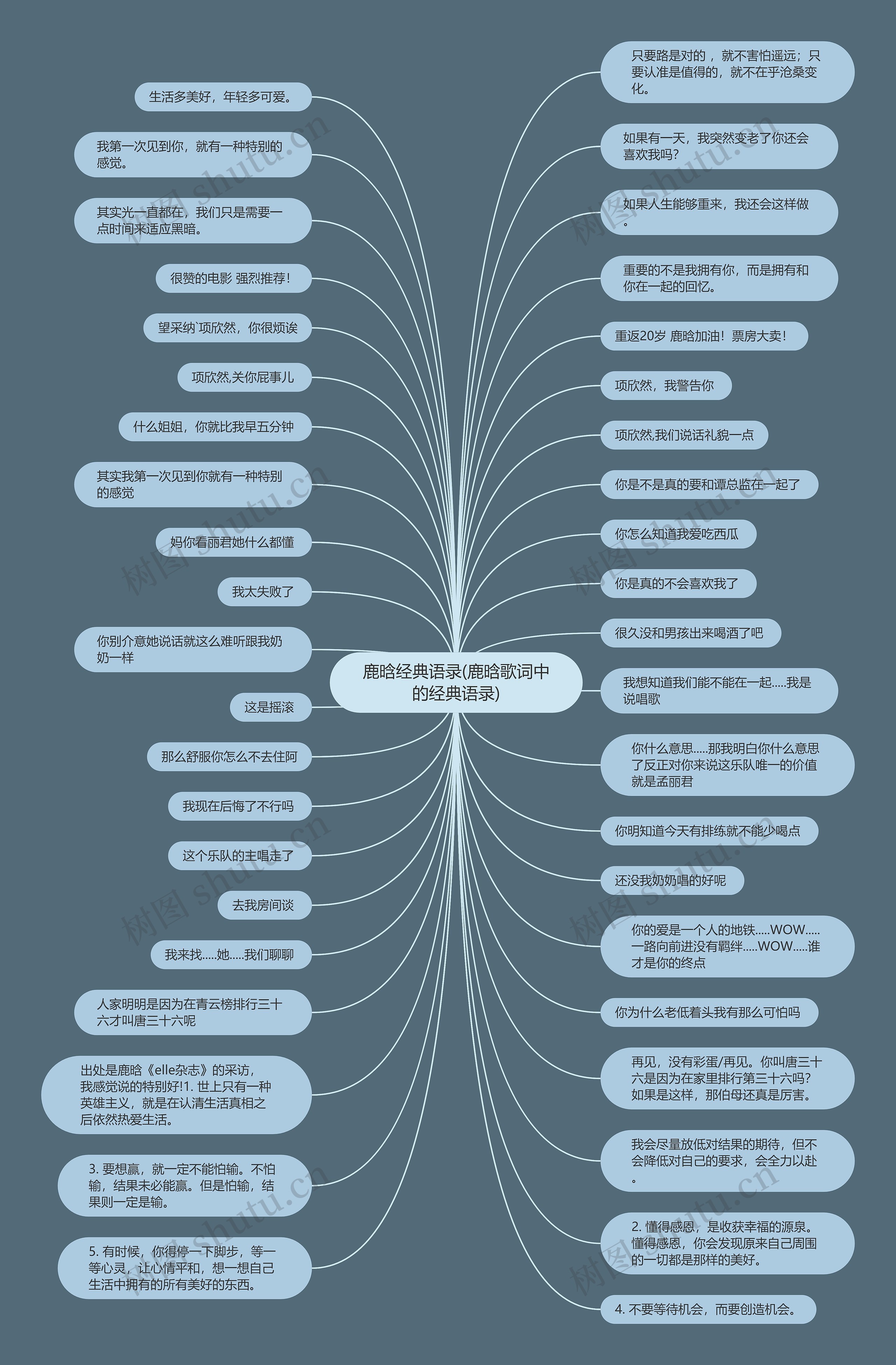 鹿晗经典语录(鹿晗歌词中的经典语录)思维导图