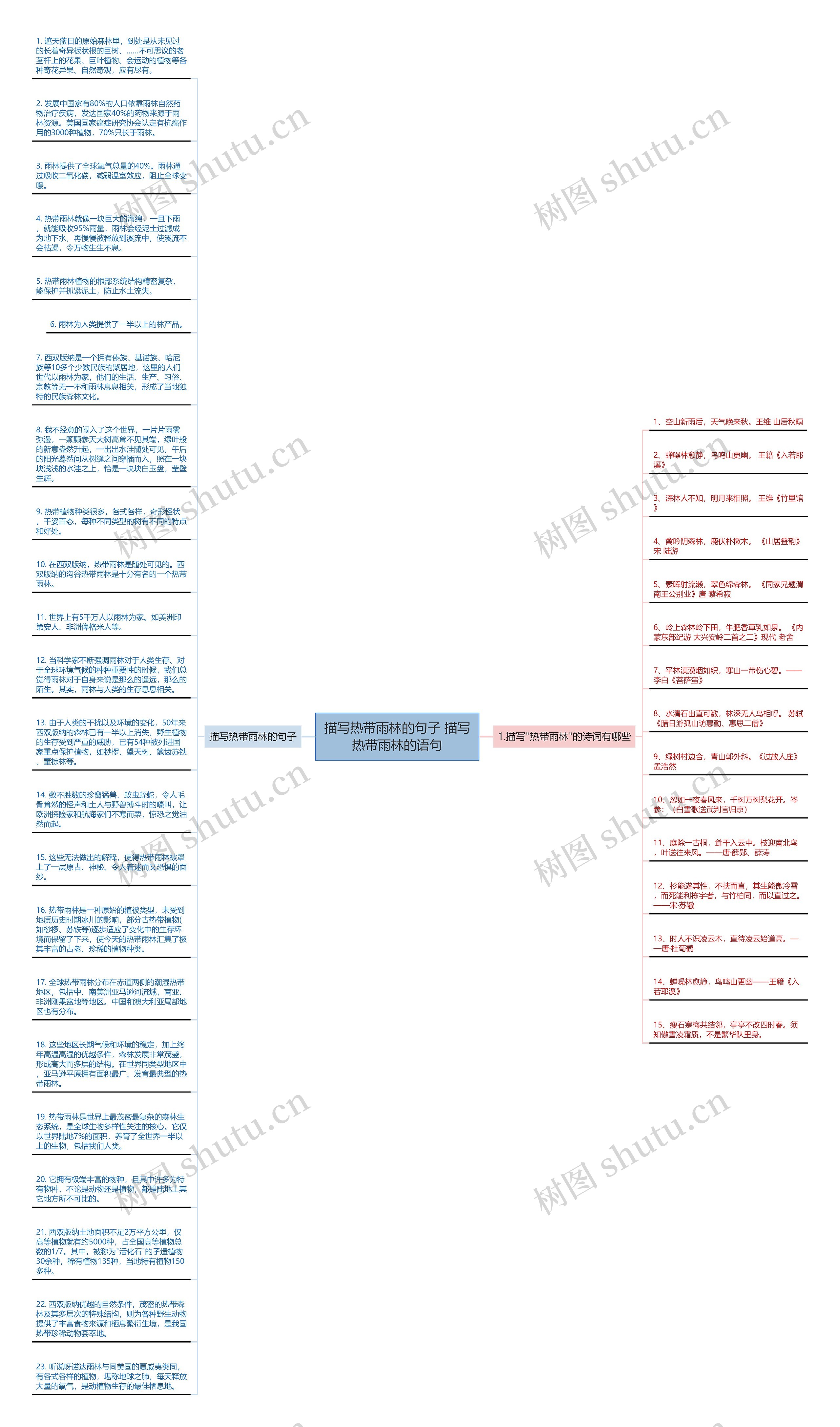 描写热带雨林的句子 描写热带雨林的语句思维导图