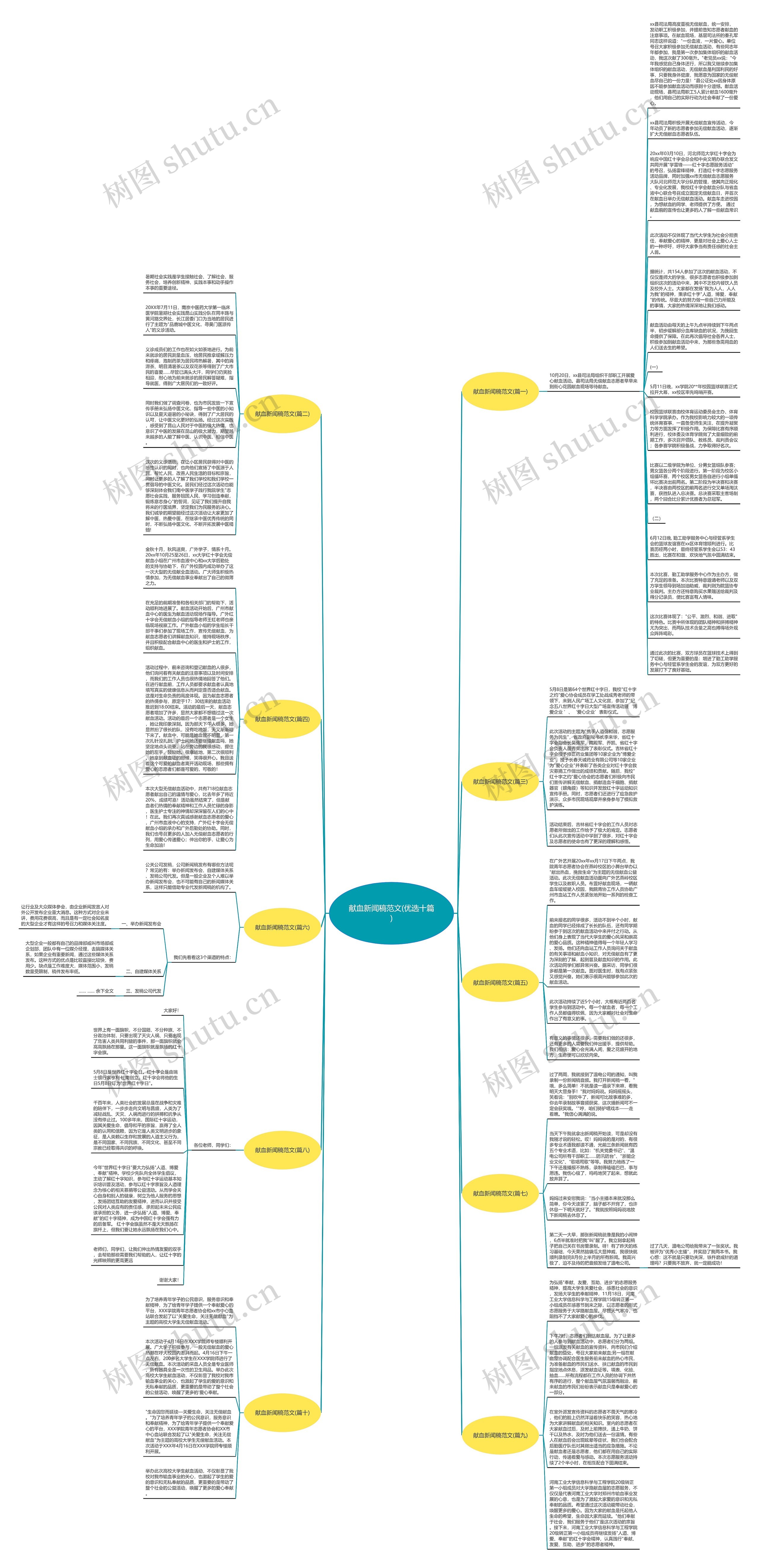 献血新闻稿范文(优选十篇)思维导图