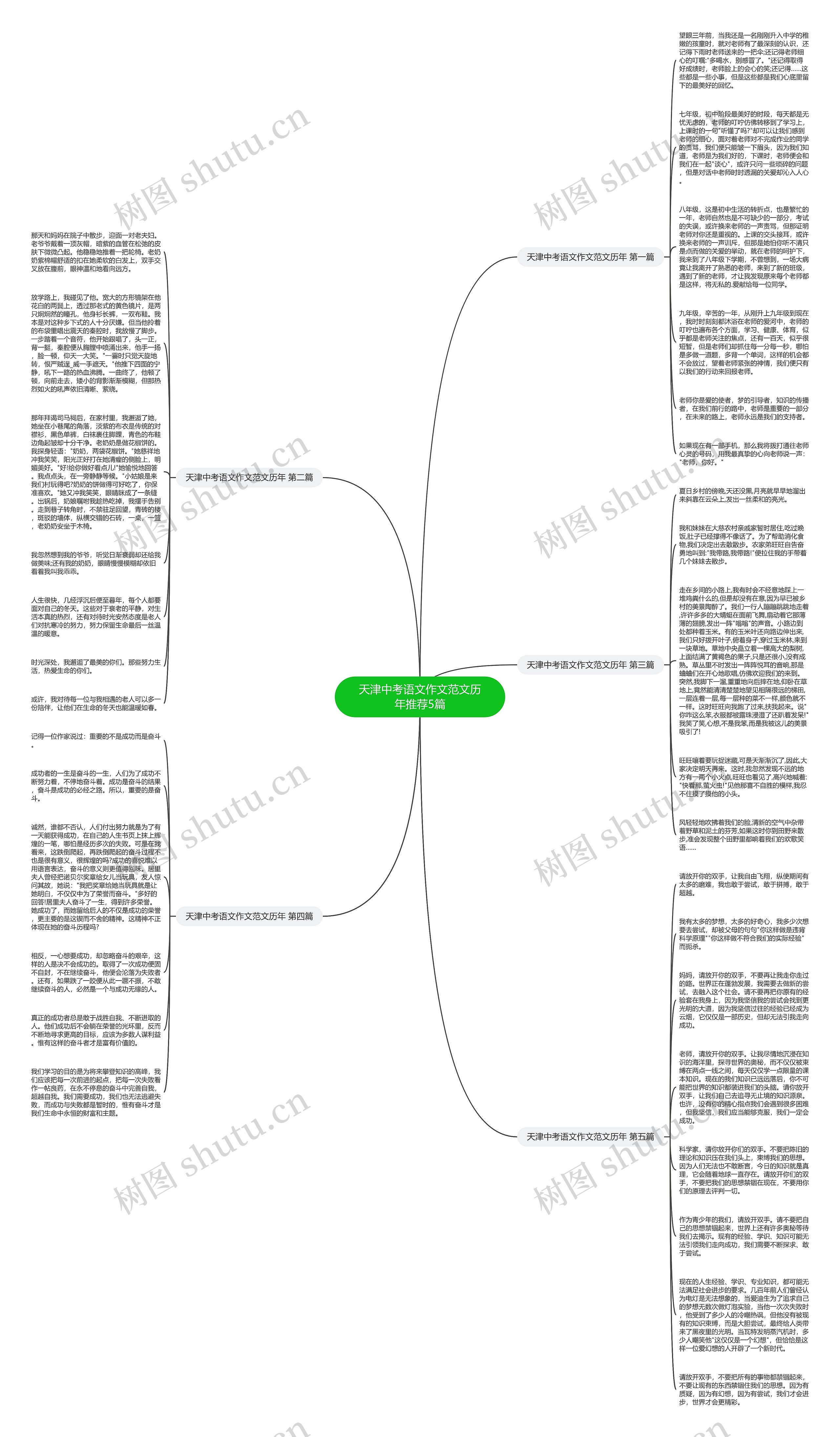 天津中考语文作文范文历年推荐5篇思维导图