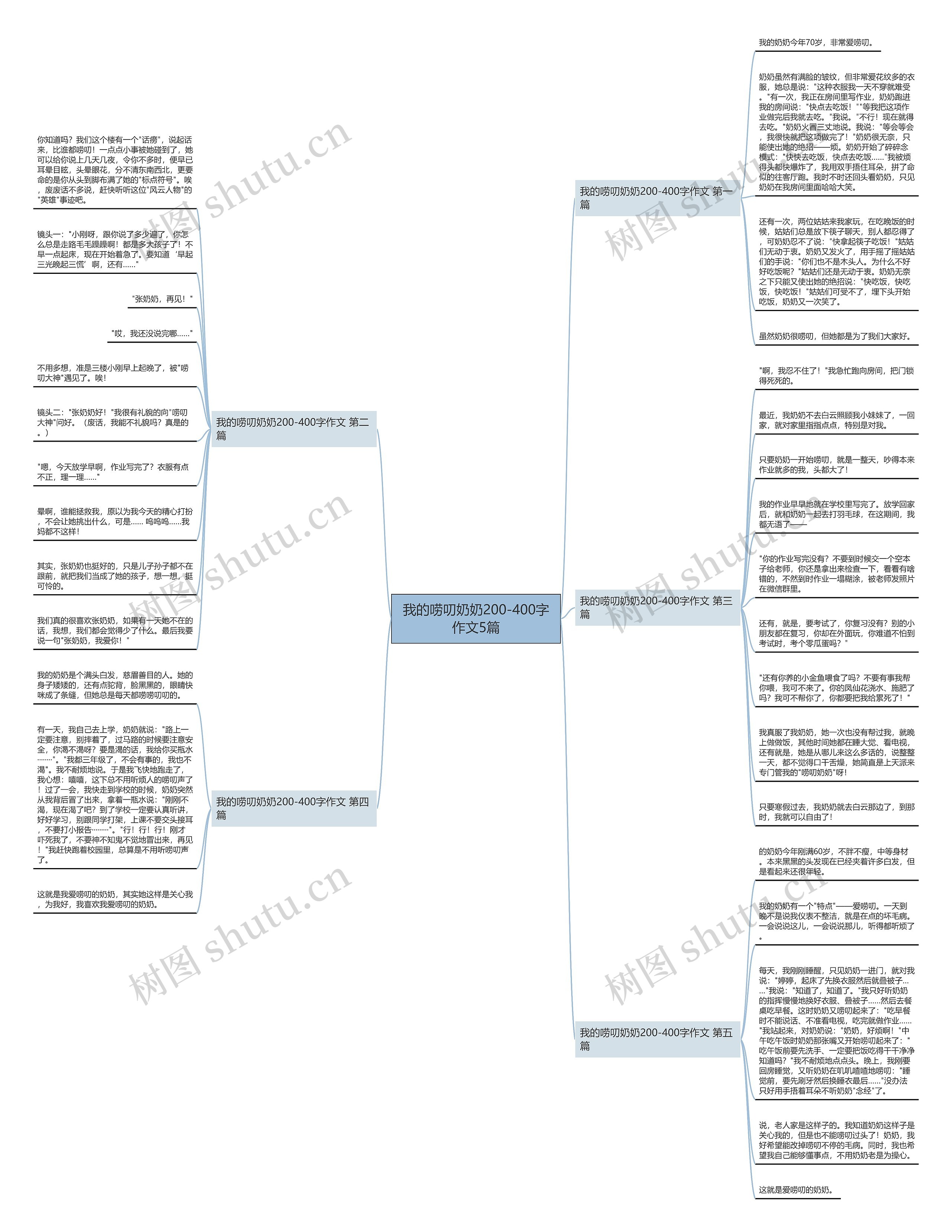 我的唠叨奶奶200-400字作文5篇思维导图