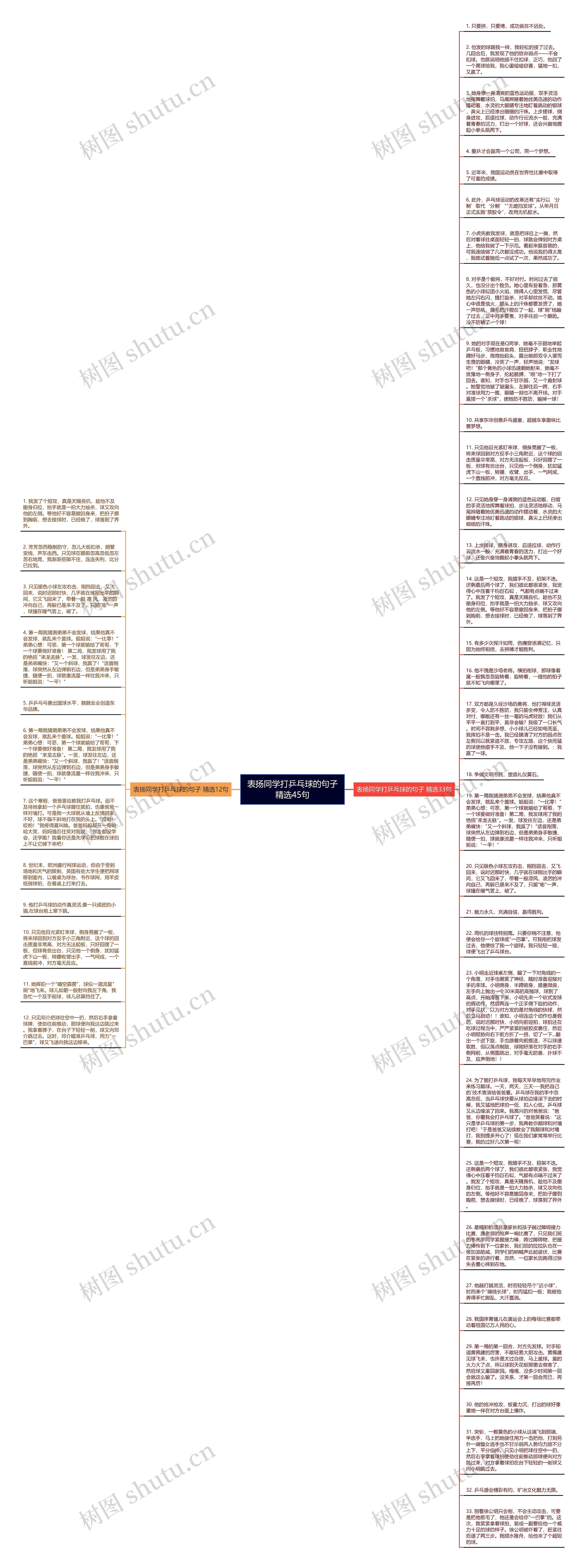 表扬同学打乒乓球的句子精选45句思维导图