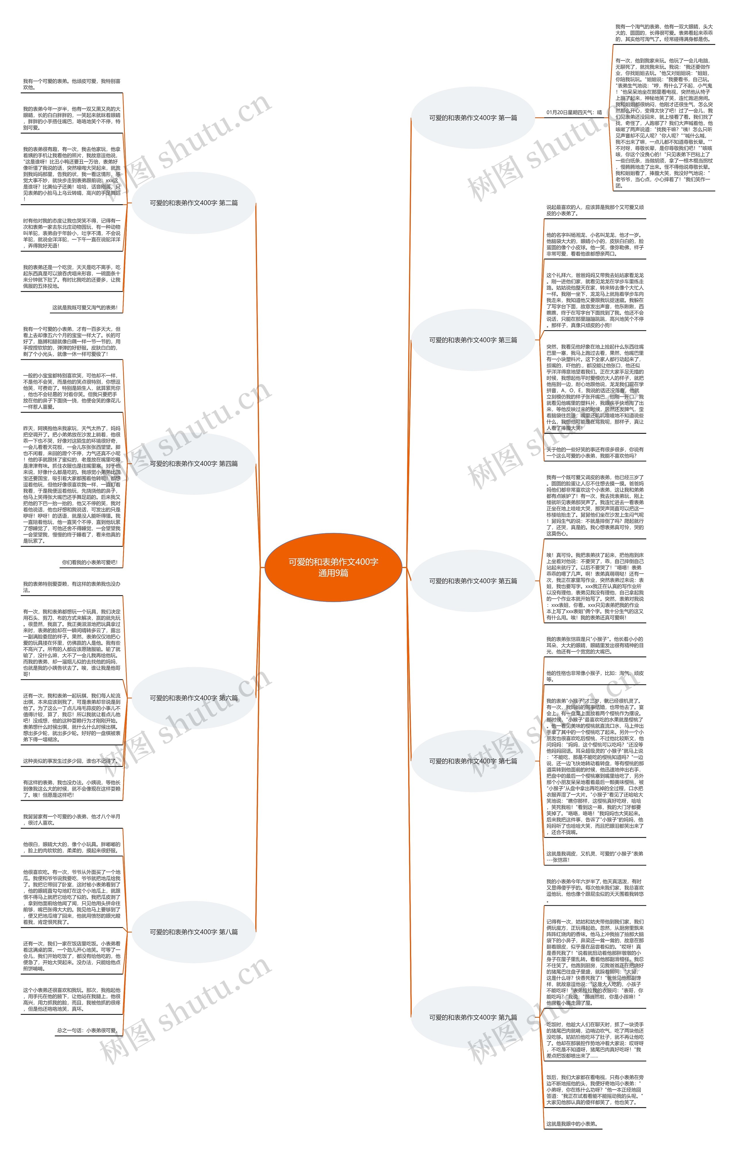 可爱的和表弟作文400字通用9篇思维导图
