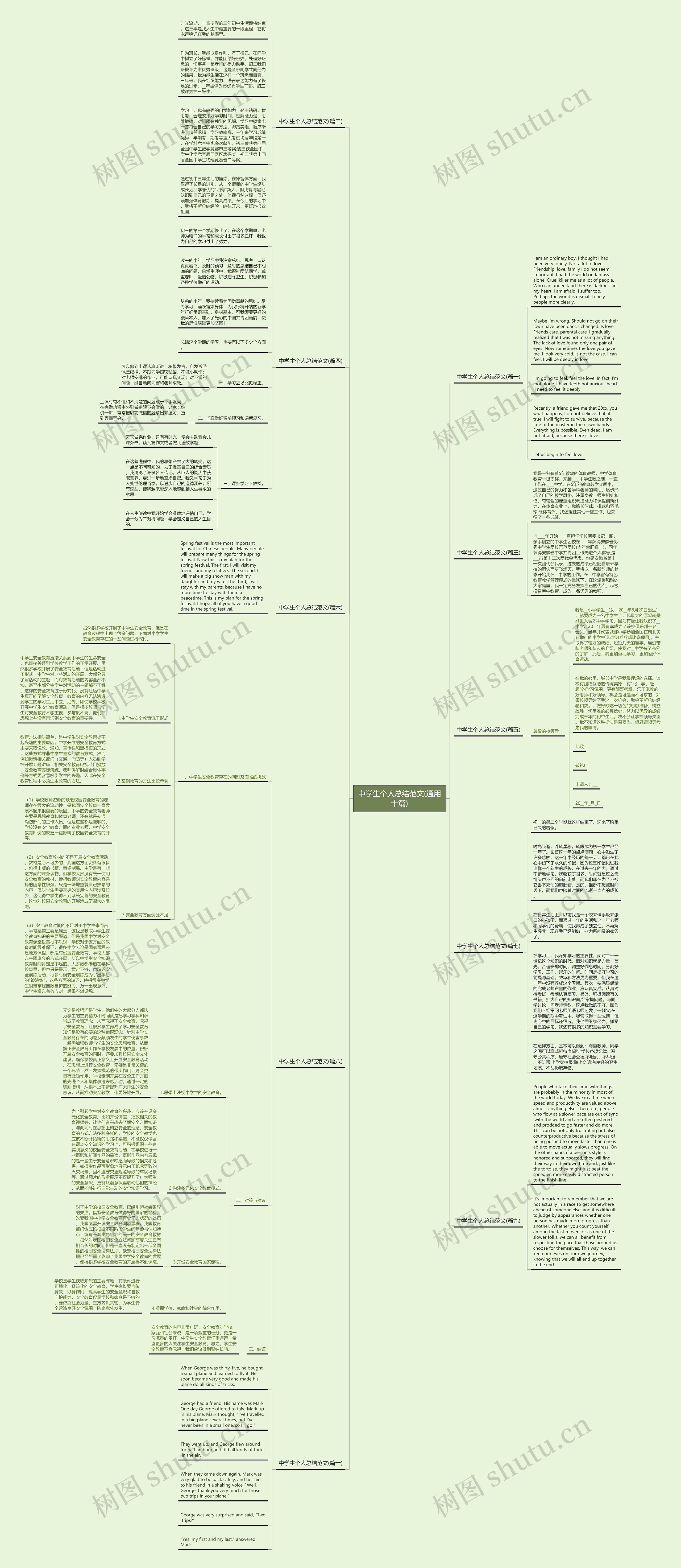 中学生个人总结范文(通用十篇)思维导图