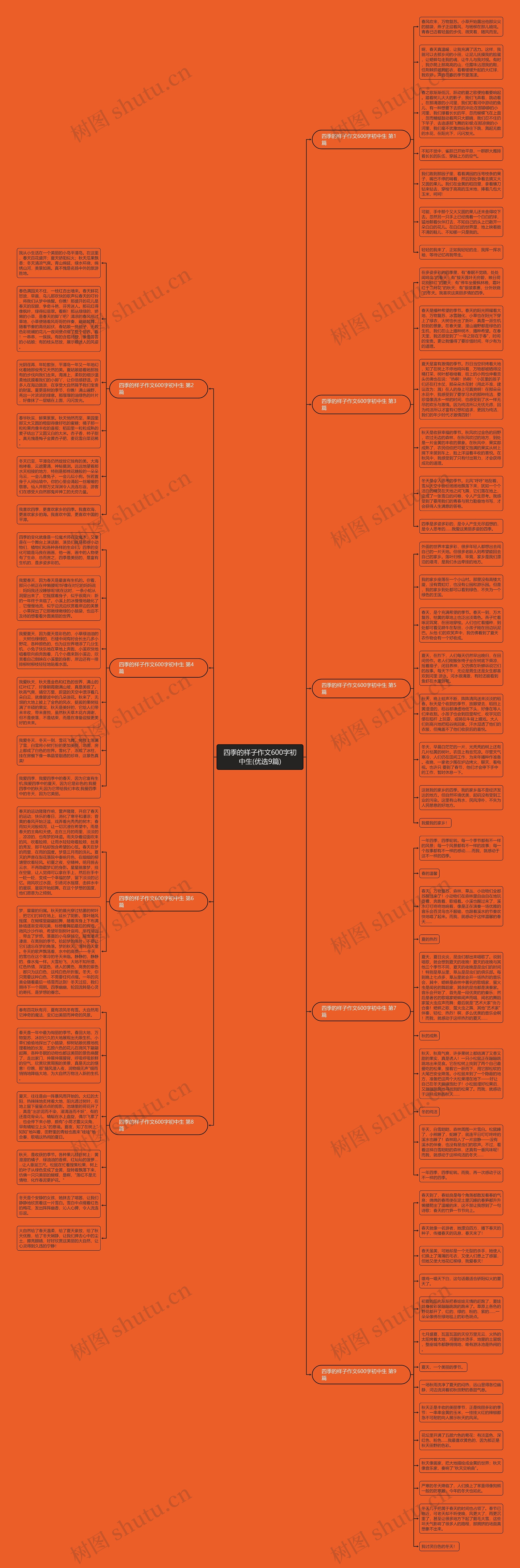 四季的样子作文600字初中生(优选9篇)思维导图