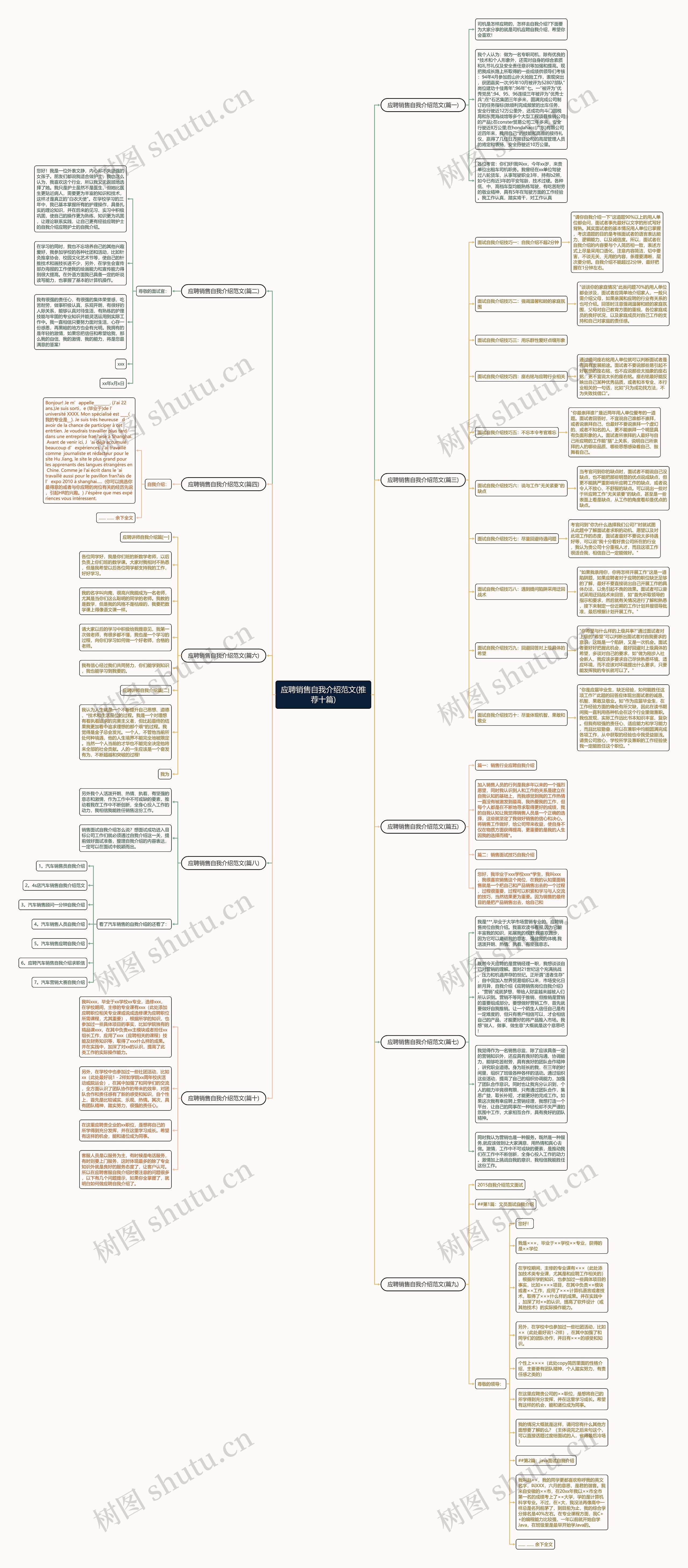 应聘销售自我介绍范文(推荐十篇)思维导图