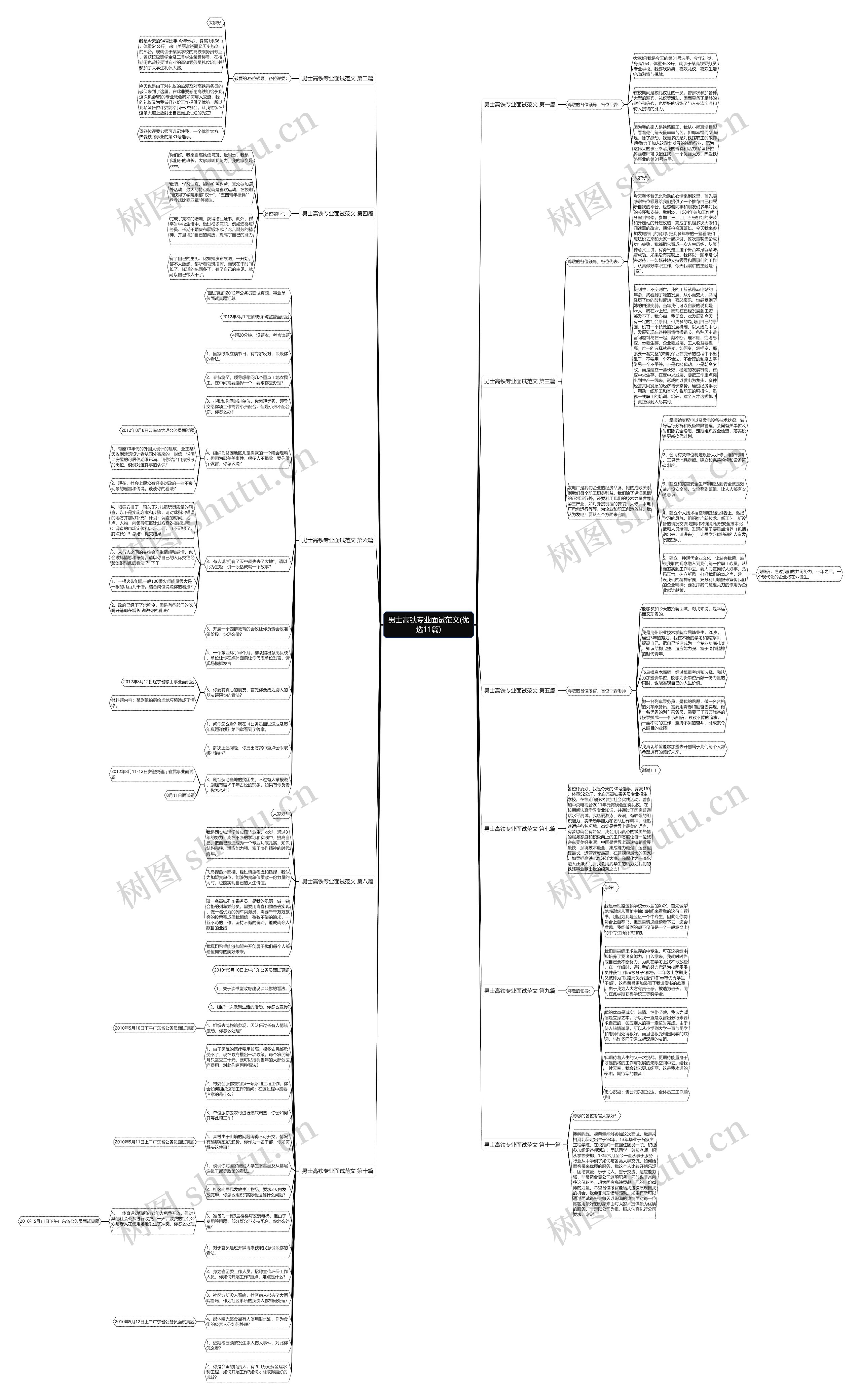 男士高铁专业面试范文(优选11篇)思维导图