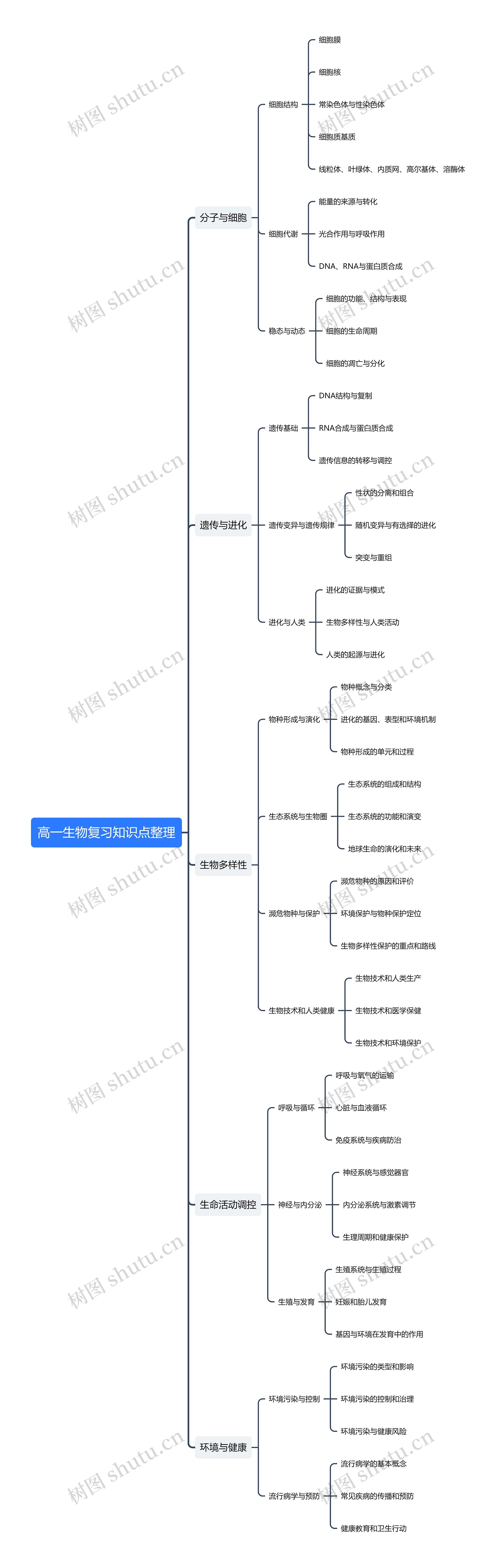 高一生物复习知识点整理思维导图