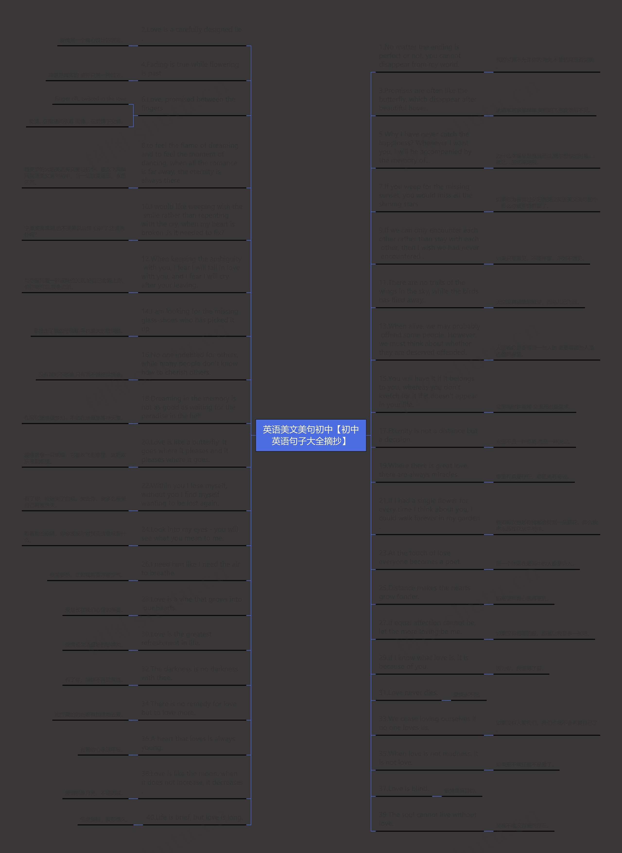 英语美文美句初中【初中英语句子大全摘抄】思维导图