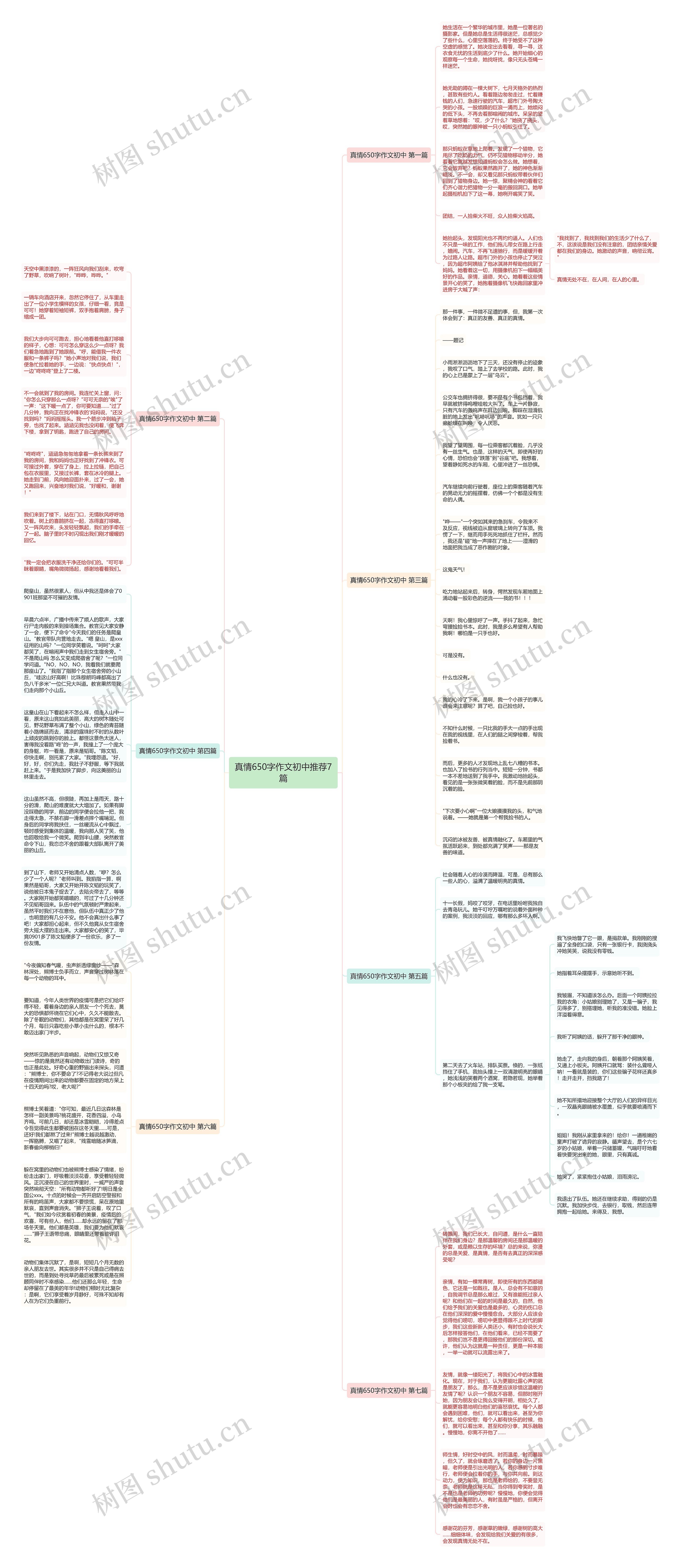 真情650字作文初中推荐7篇思维导图