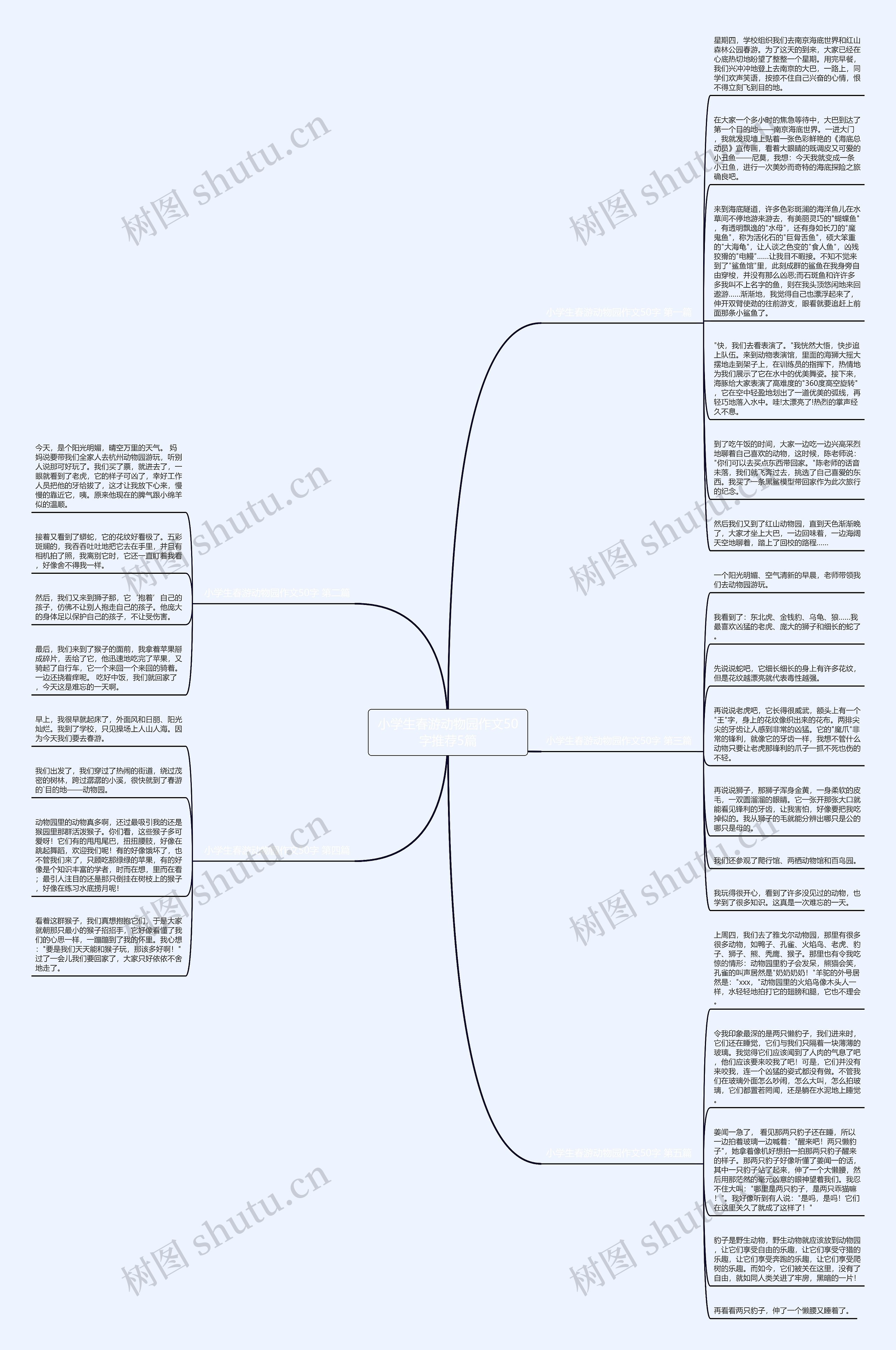小学生春游动物园作文50字推荐5篇思维导图