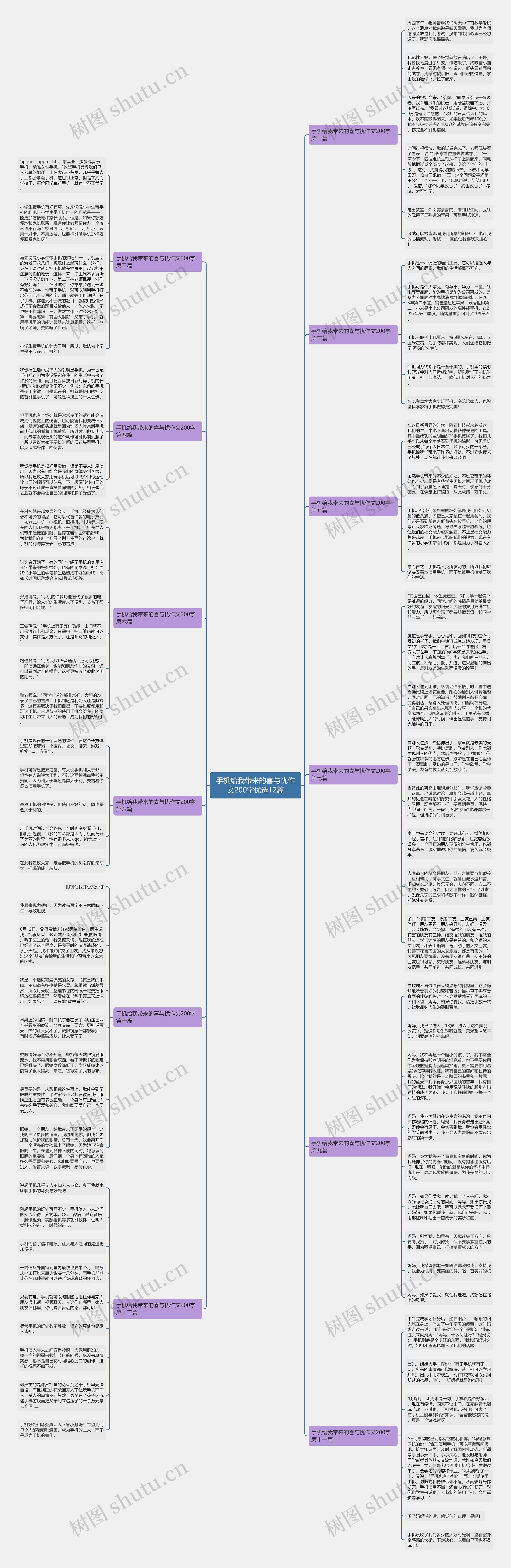 手机给我带来的喜与忧作文200字优选12篇思维导图