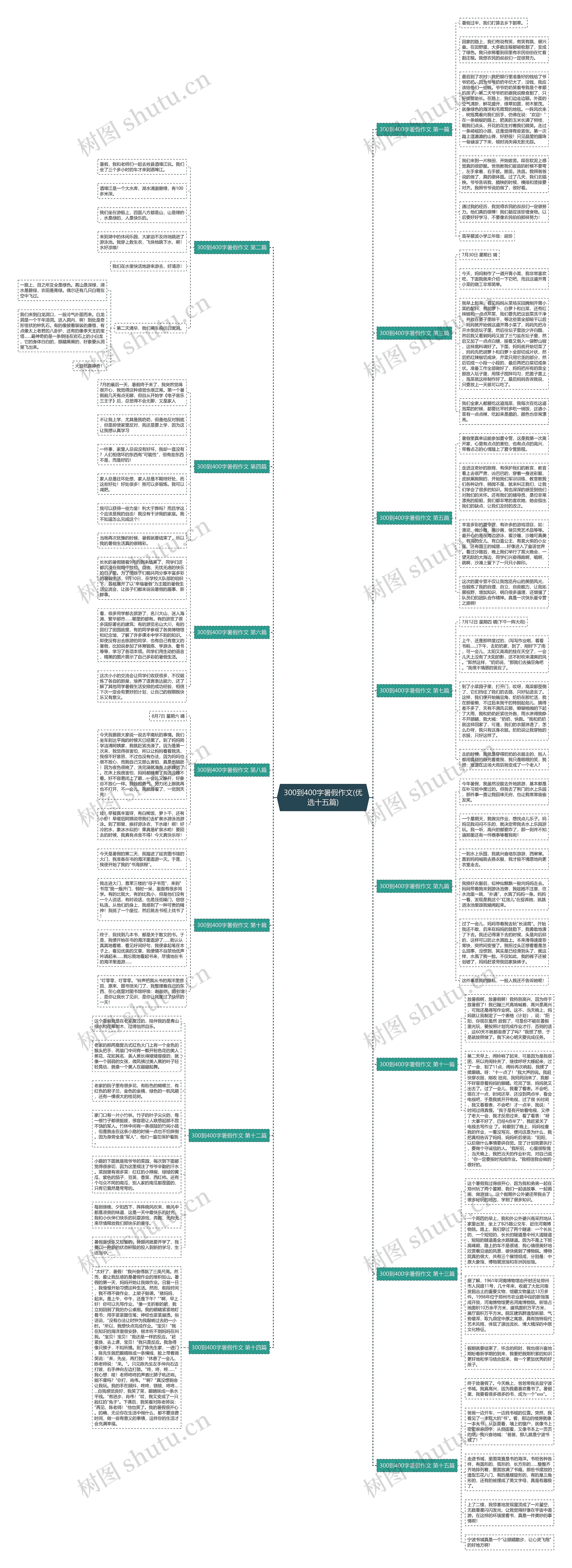 300到400字暑假作文(优选十五篇)思维导图