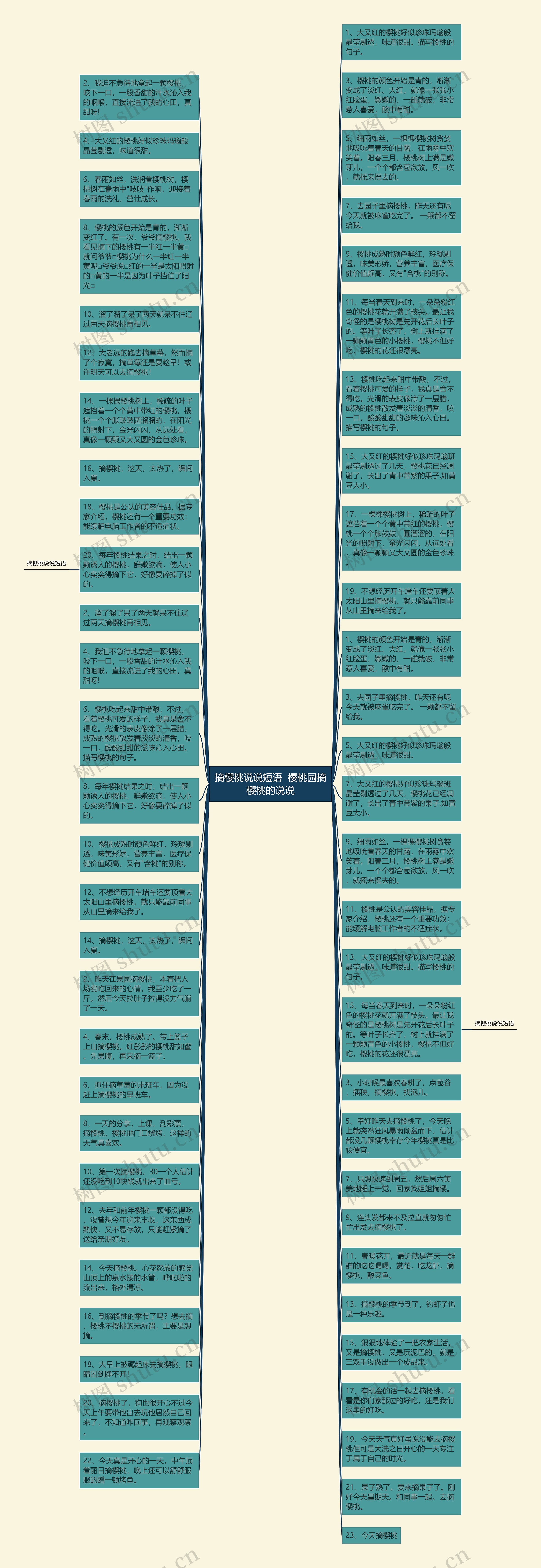 摘樱桃说说短语  樱桃园摘樱桃的说说思维导图