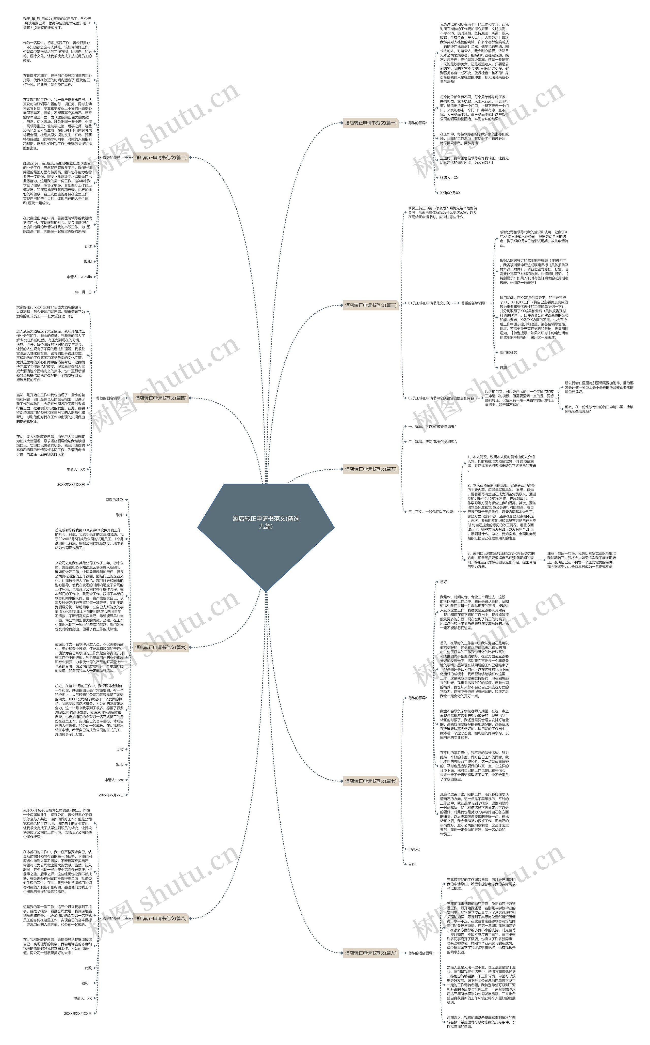 酒店转正申请书范文(精选九篇)思维导图