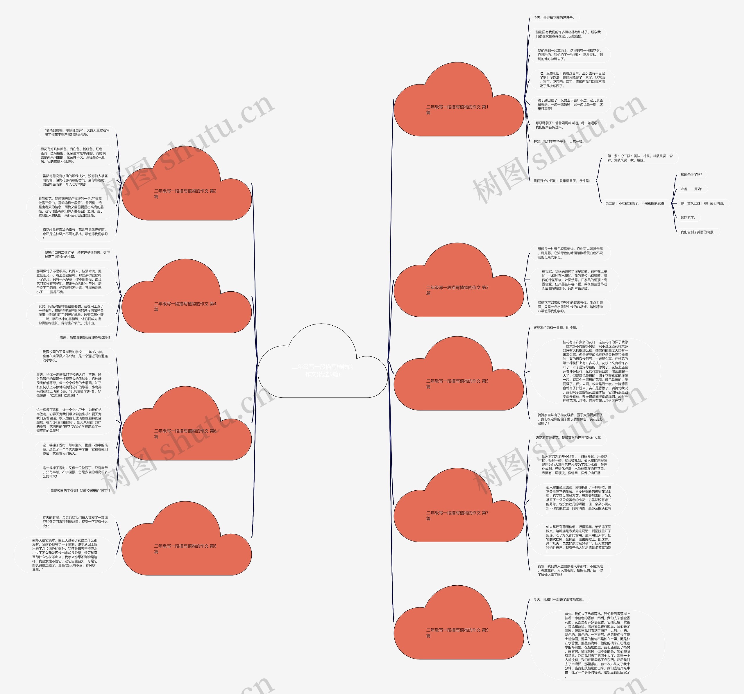 二年级写一段描写植物的作文(优选9篇)思维导图