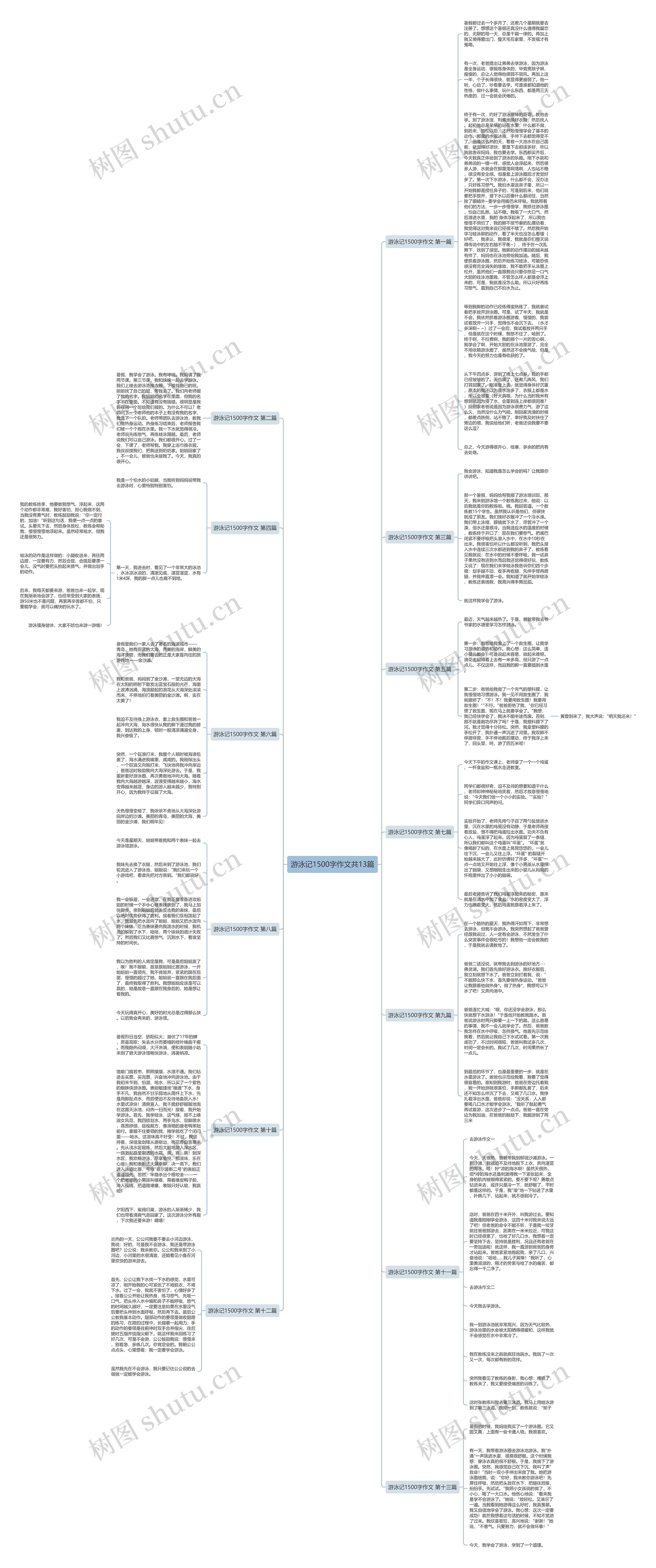 游泳记1500字作文共13篇思维导图