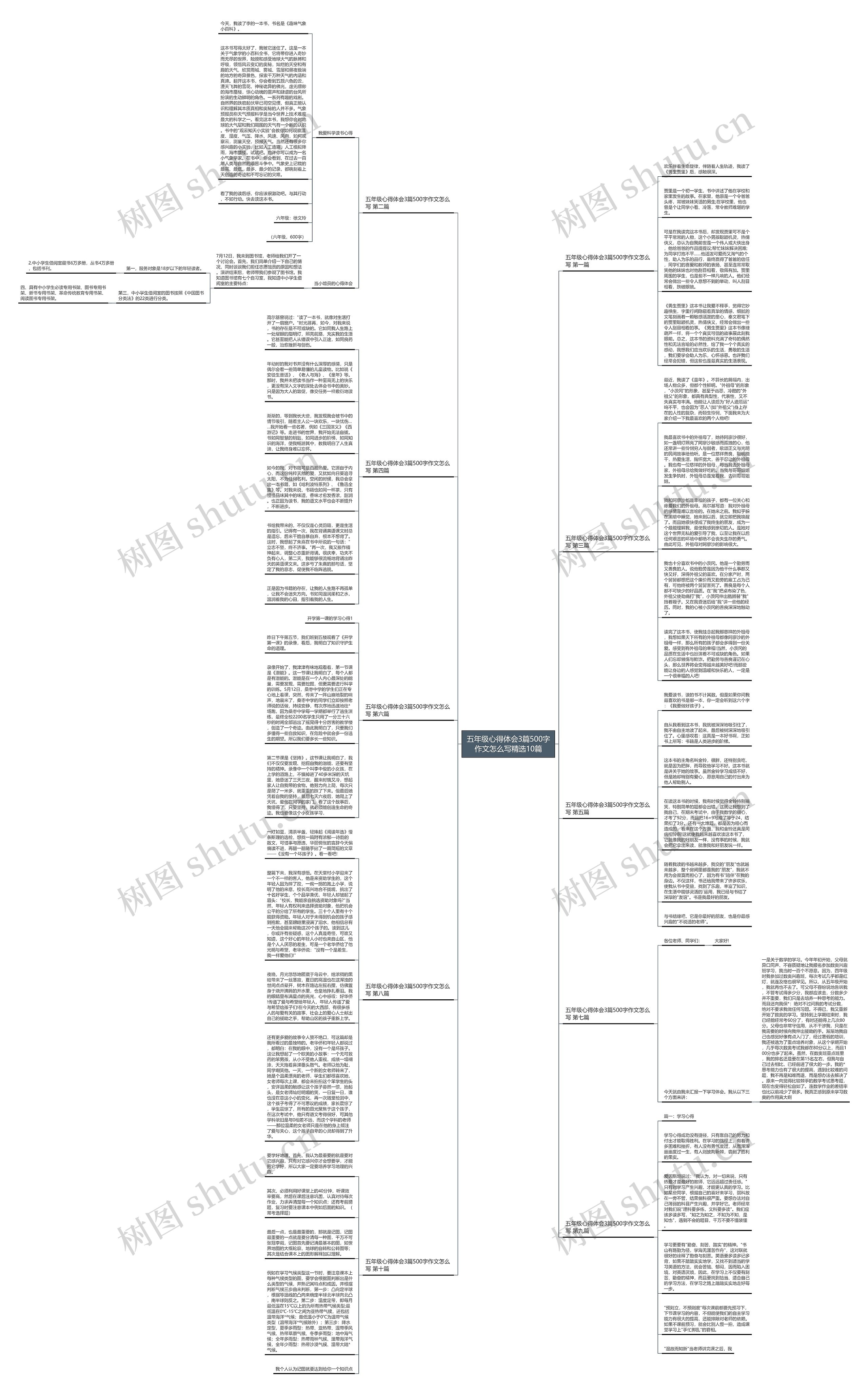 五年级心得体会3篇500字作文怎么写精选10篇思维导图