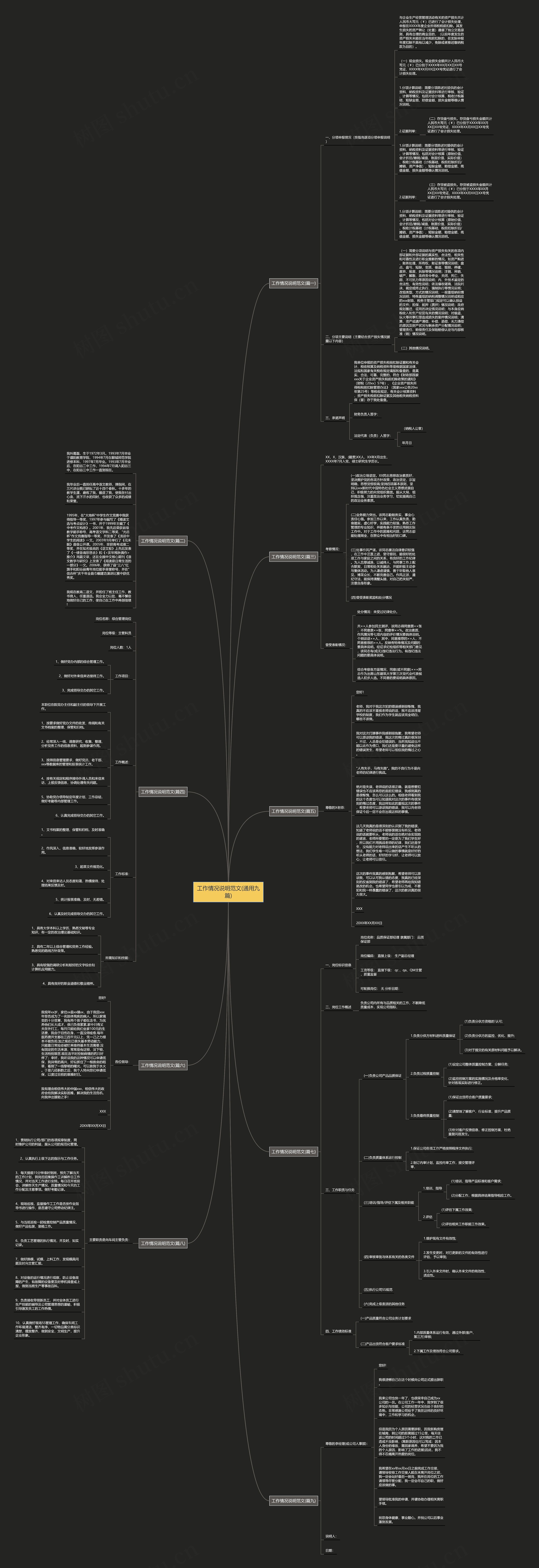 工作情况说明范文(通用九篇)思维导图