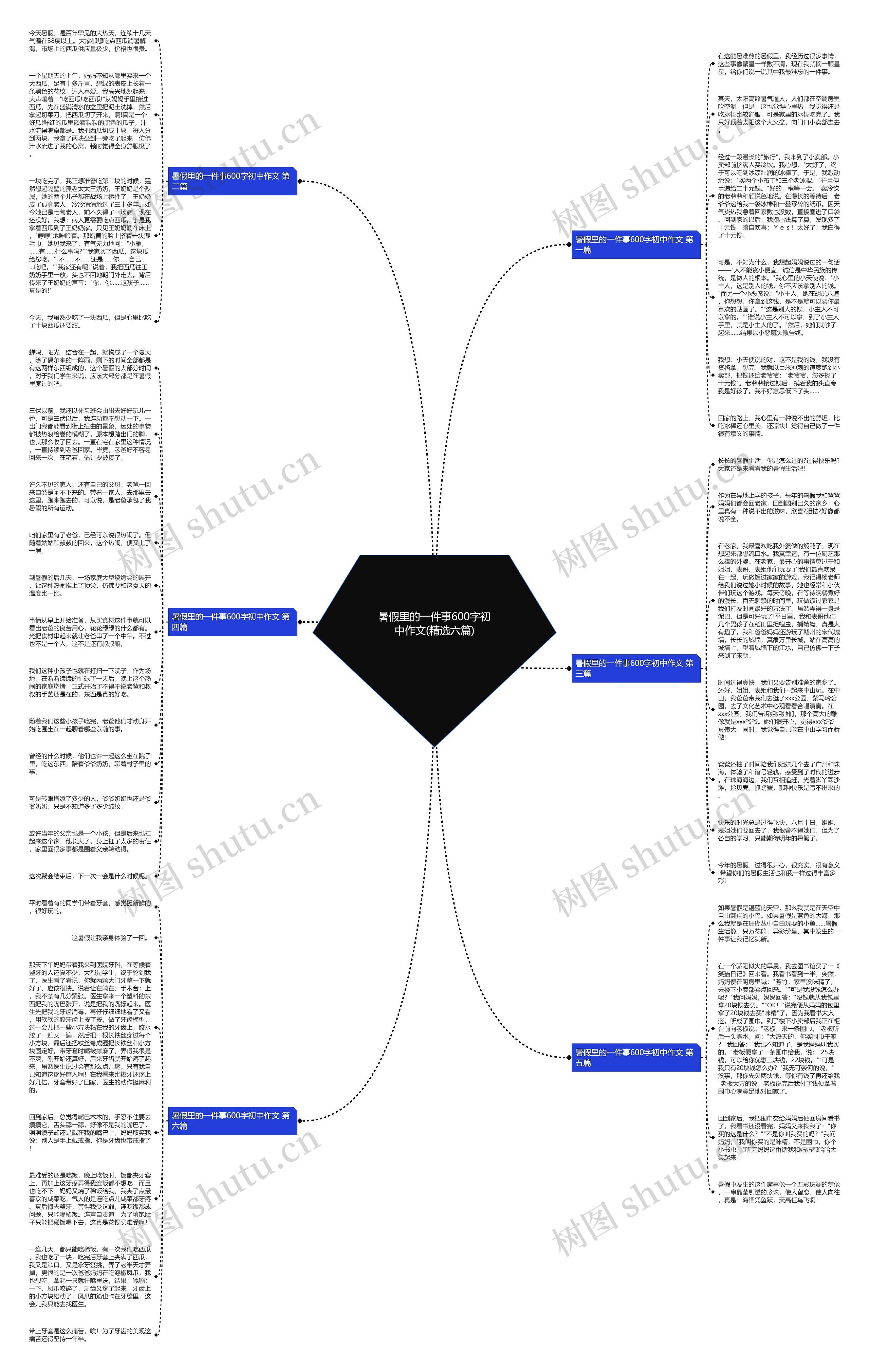 暑假里的一件事600字初中作文(精选六篇)思维导图