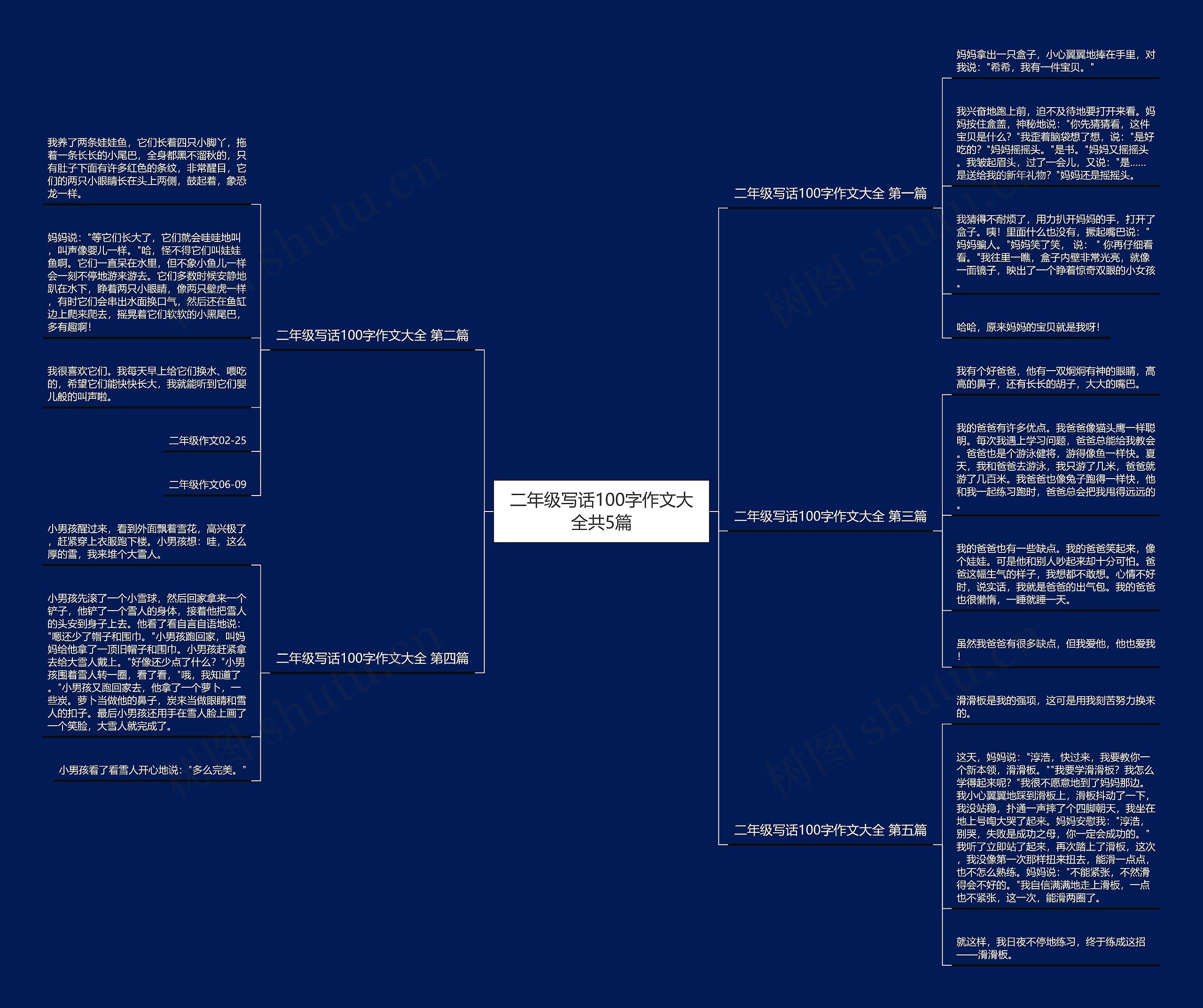 二年级写话100字作文大全共5篇思维导图