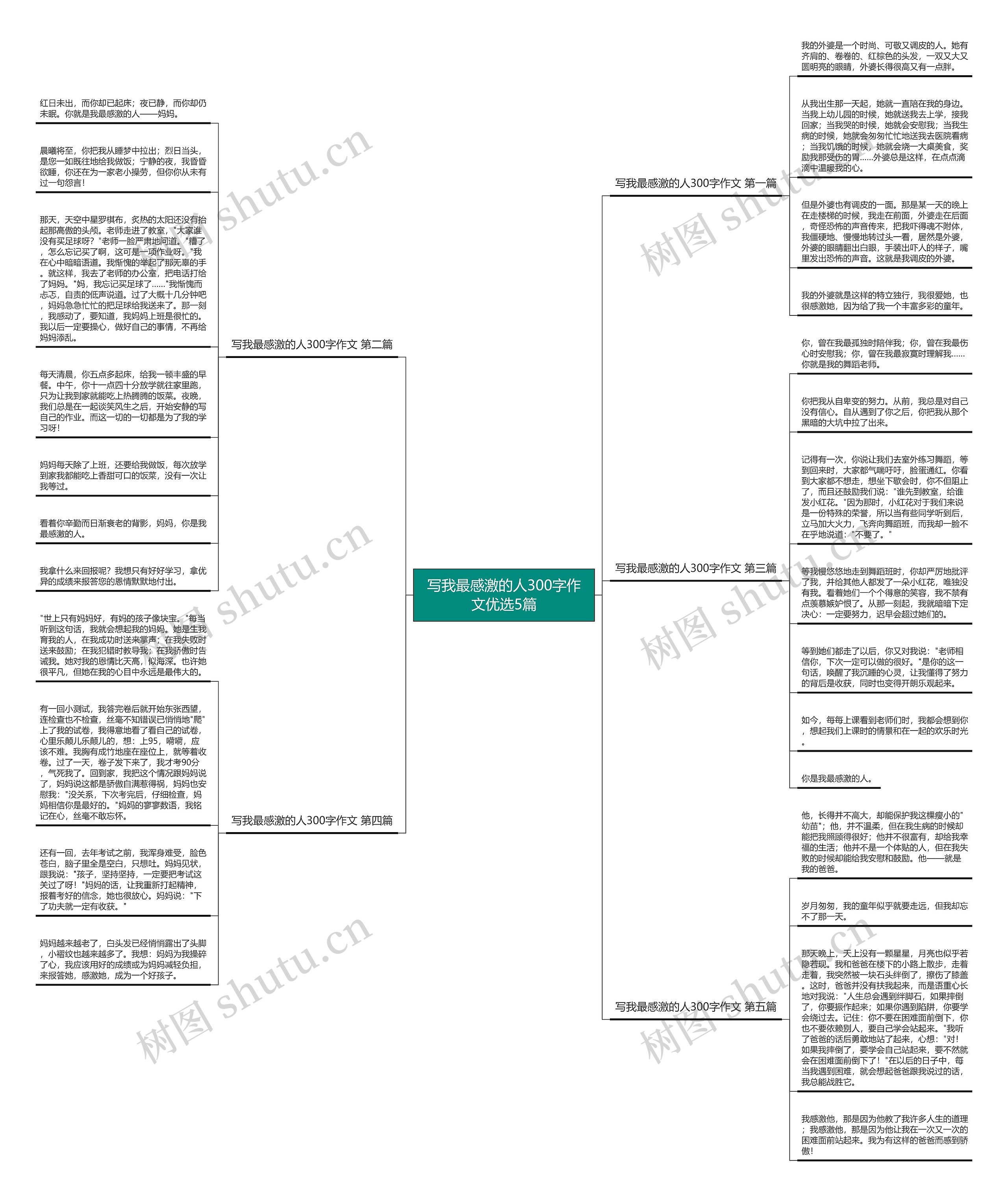 写我最感激的人300字作文优选5篇思维导图