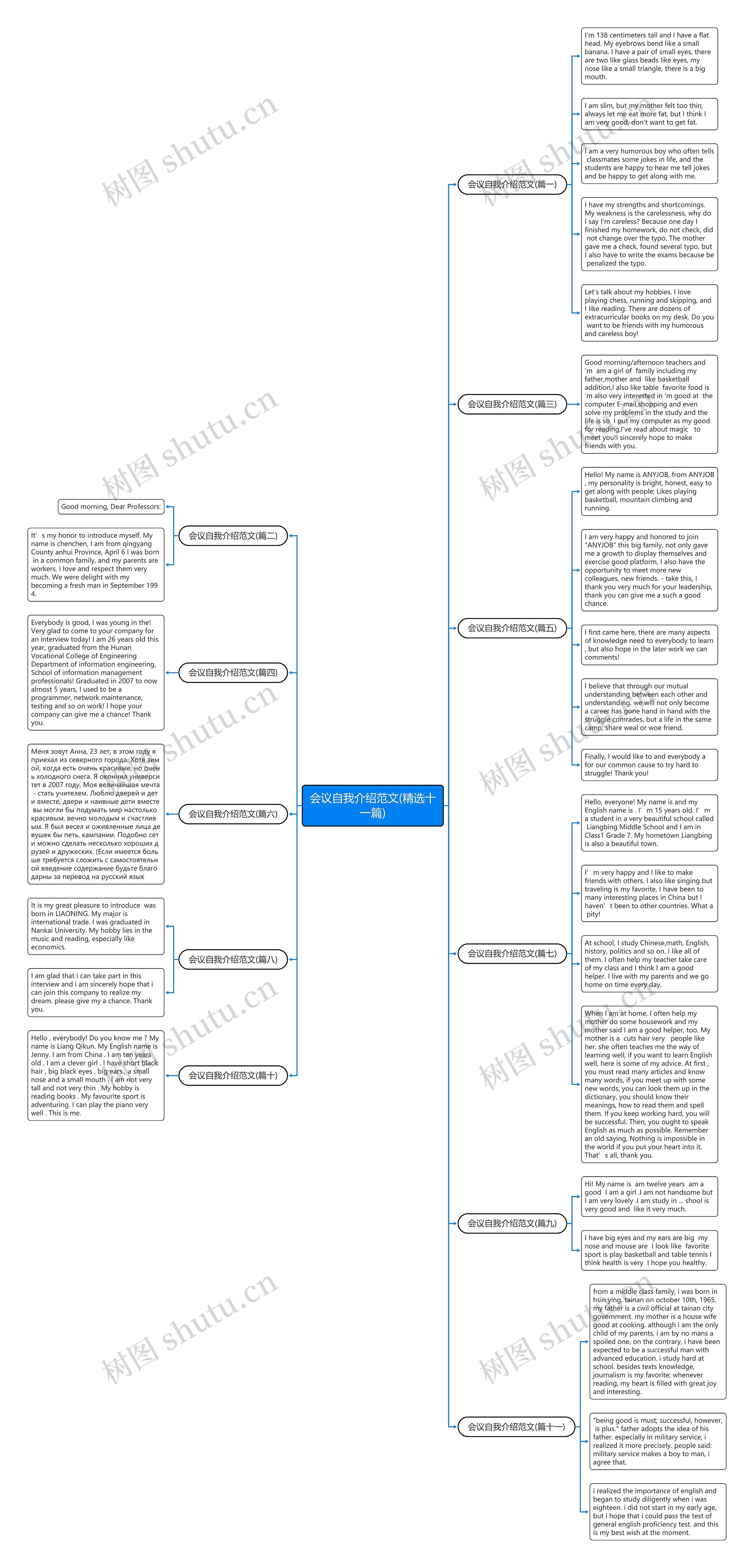会议自我介绍范文(精选十一篇)思维导图