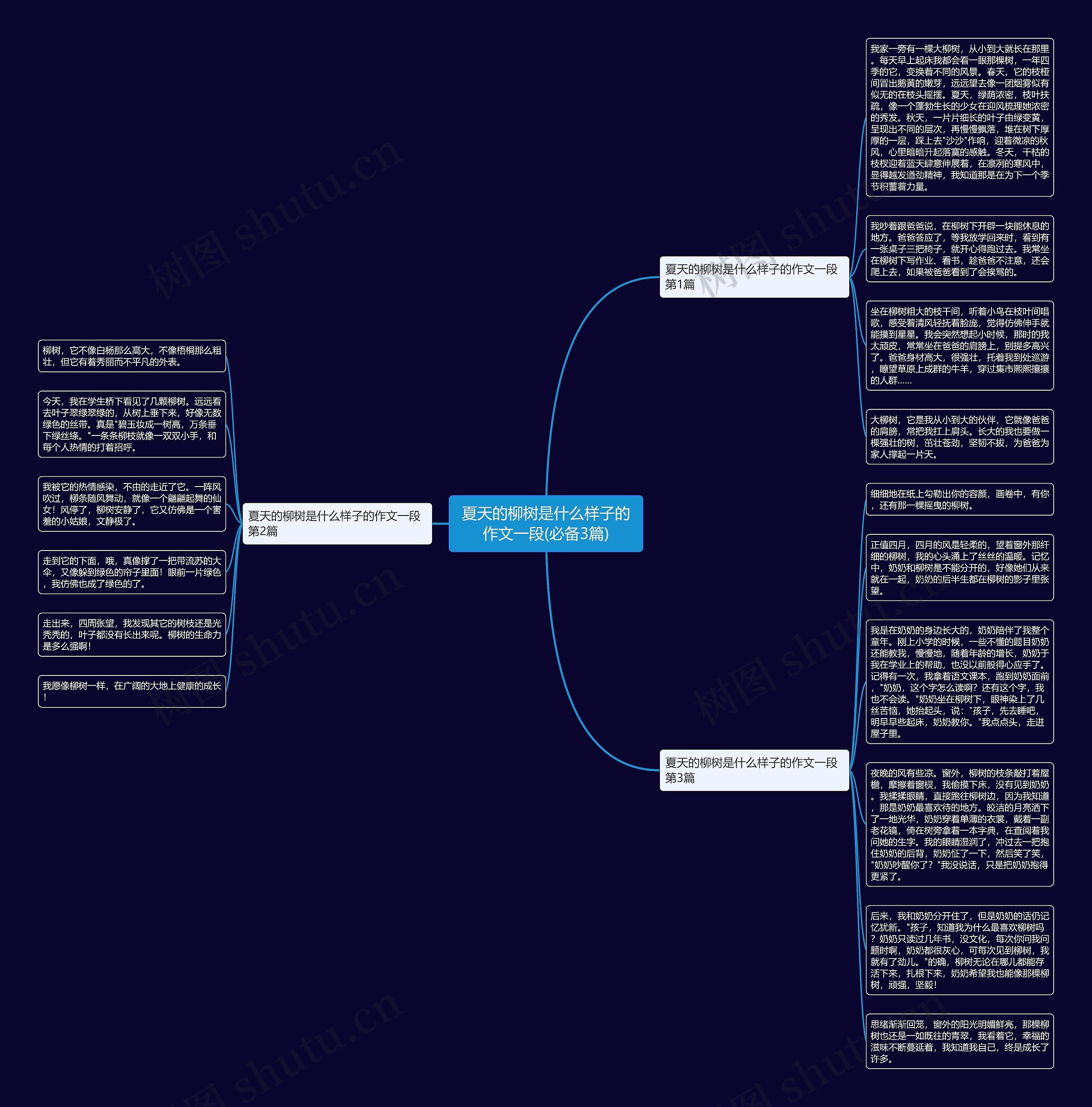 夏天的柳树是什么样子的作文一段(必备3篇)思维导图