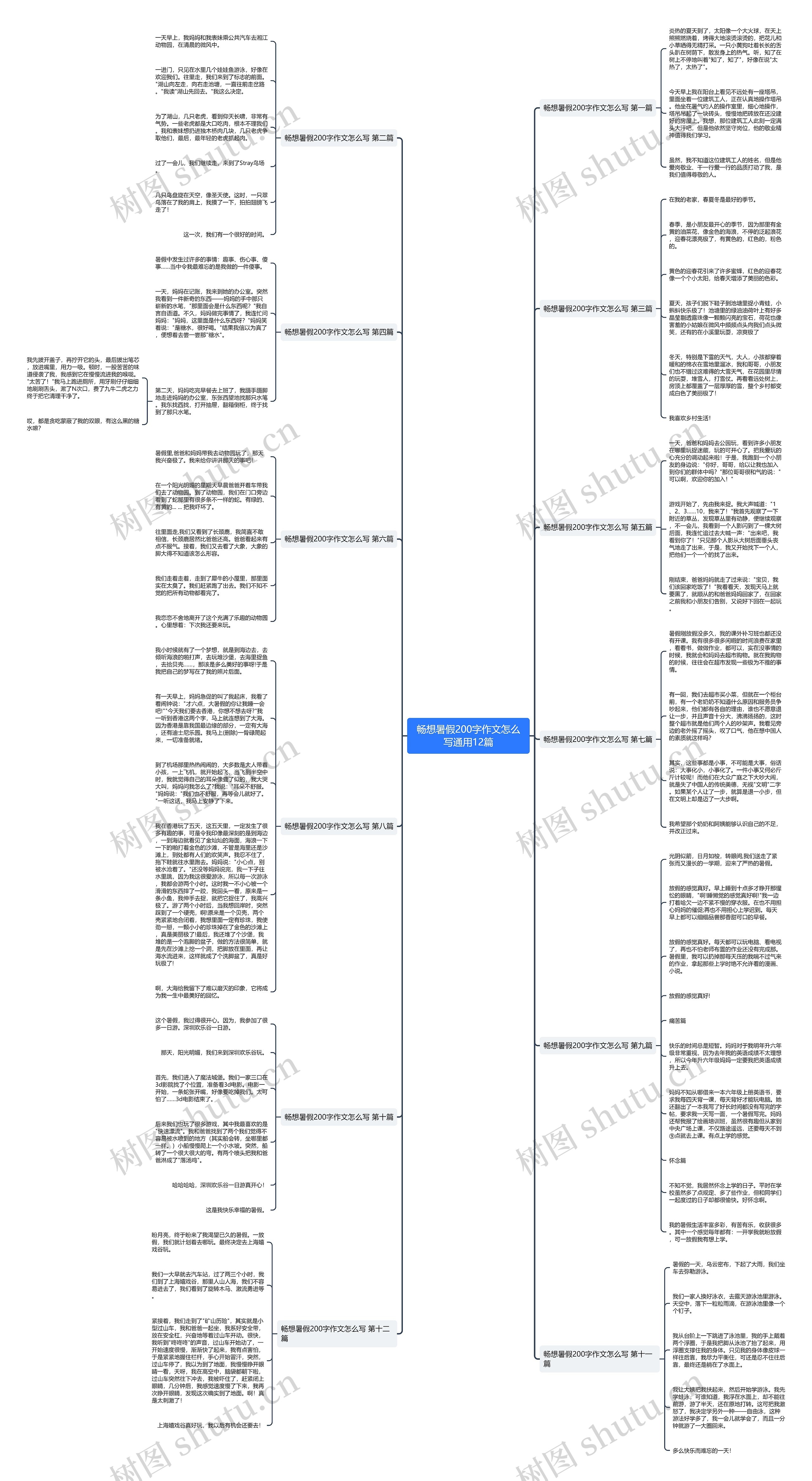 畅想暑假200字作文怎么写通用12篇思维导图