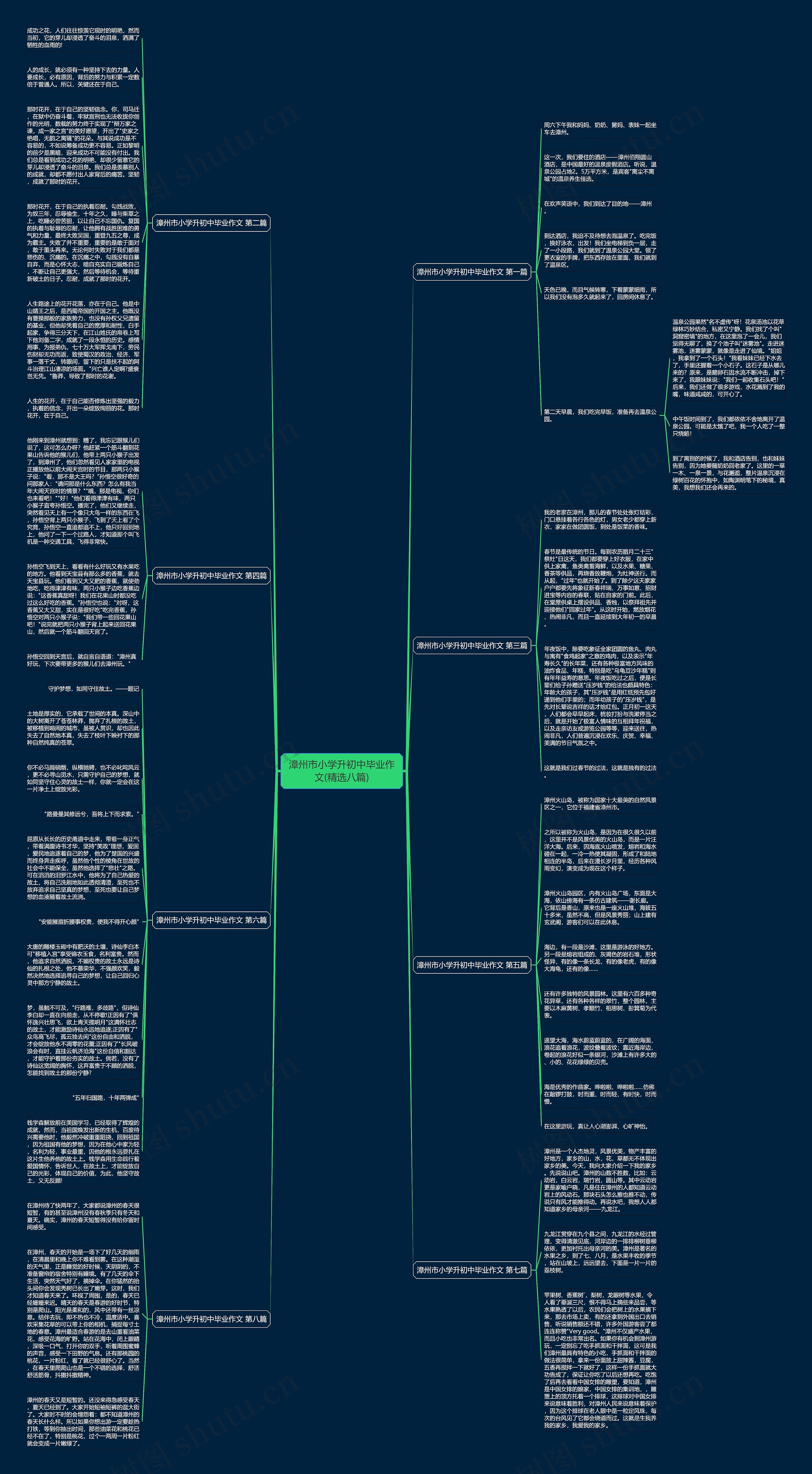 漳州市小学升初中毕业作文(精选八篇)思维导图