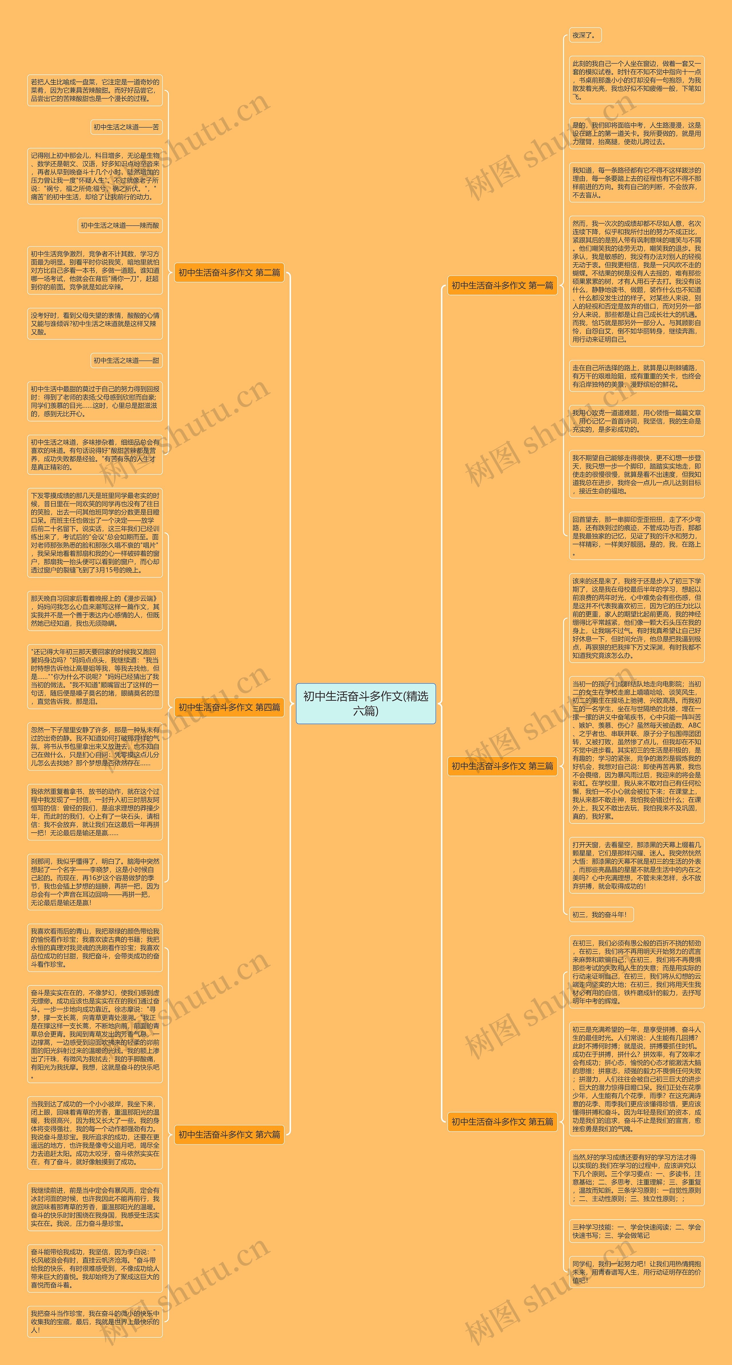 初中生活奋斗多作文(精选六篇)思维导图