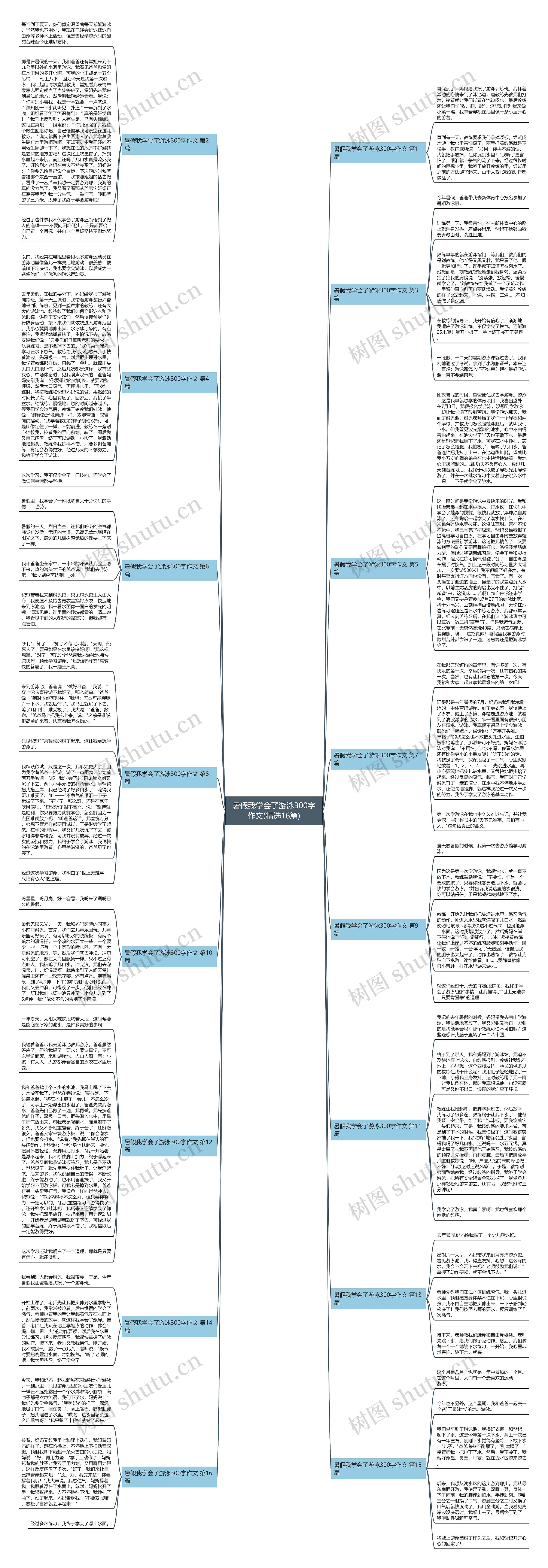 暑假我学会了游泳300字作文(精选16篇)思维导图