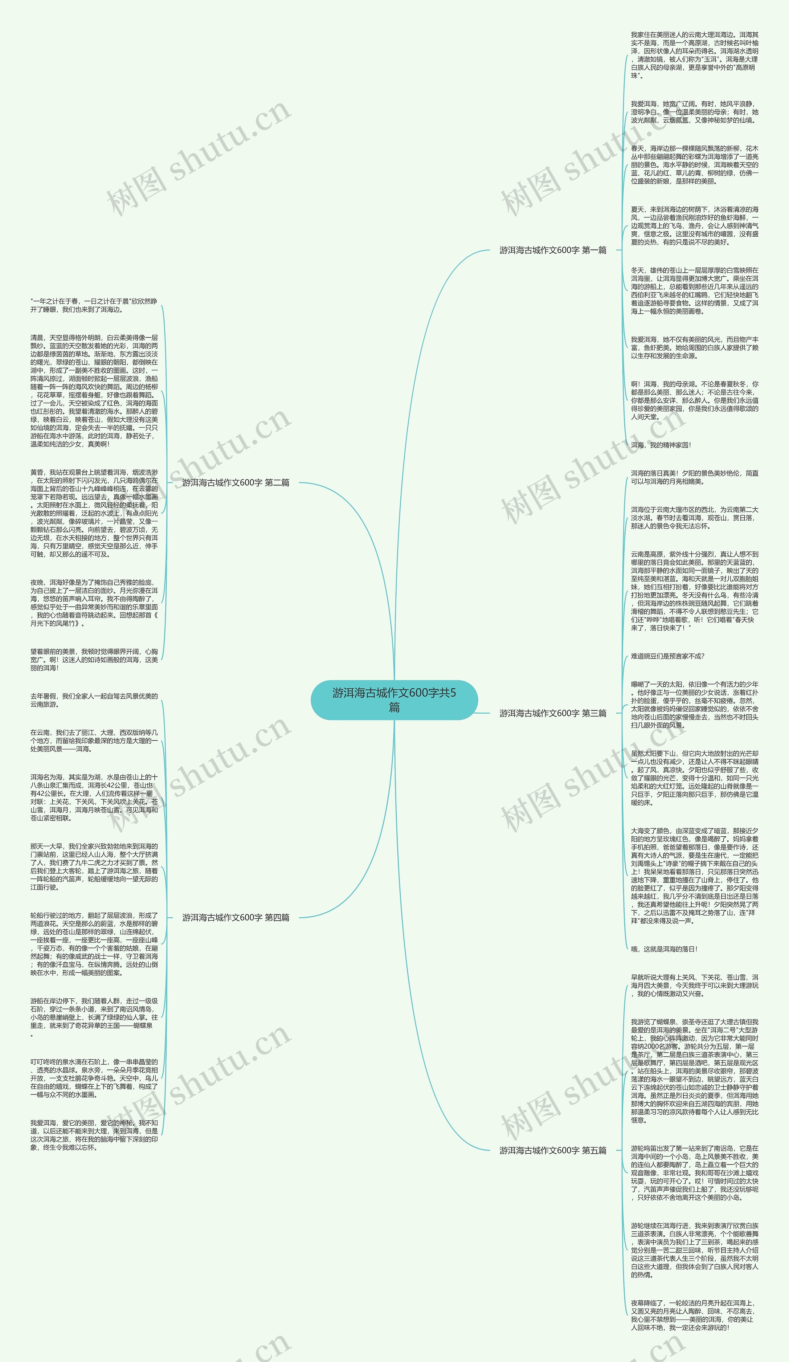 游洱海古城作文600字共5篇思维导图
