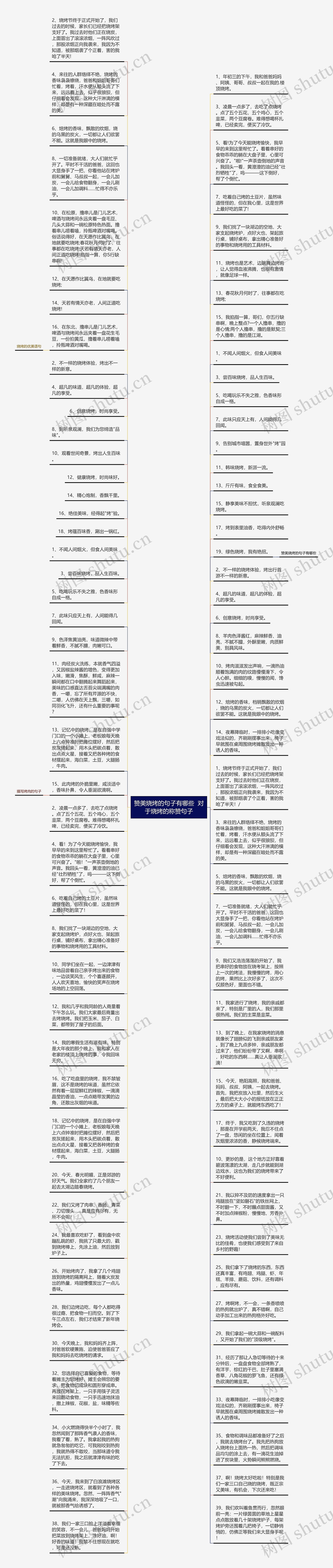 赞美烧烤的句子有哪些  对于烧烤的称赞句子思维导图