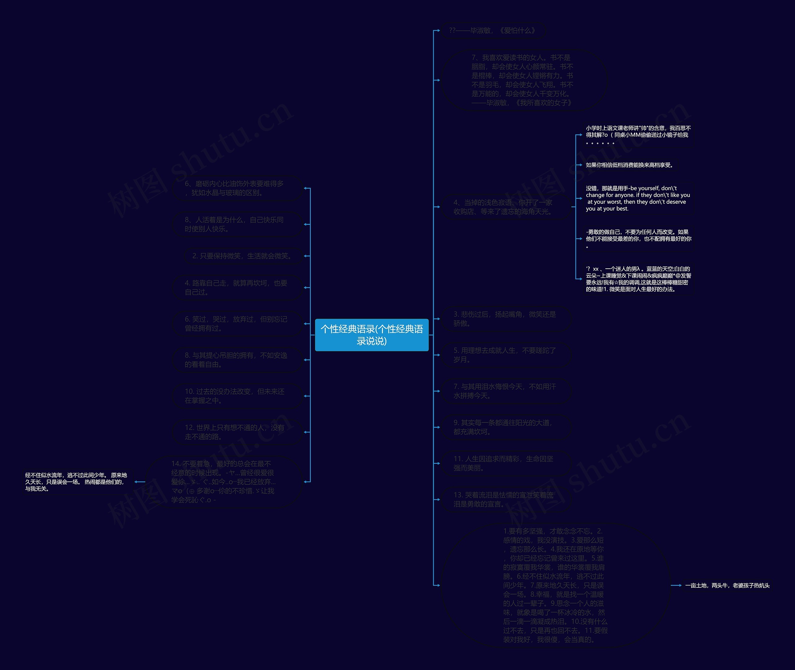 个性经典语录(个性经典语录说说)思维导图