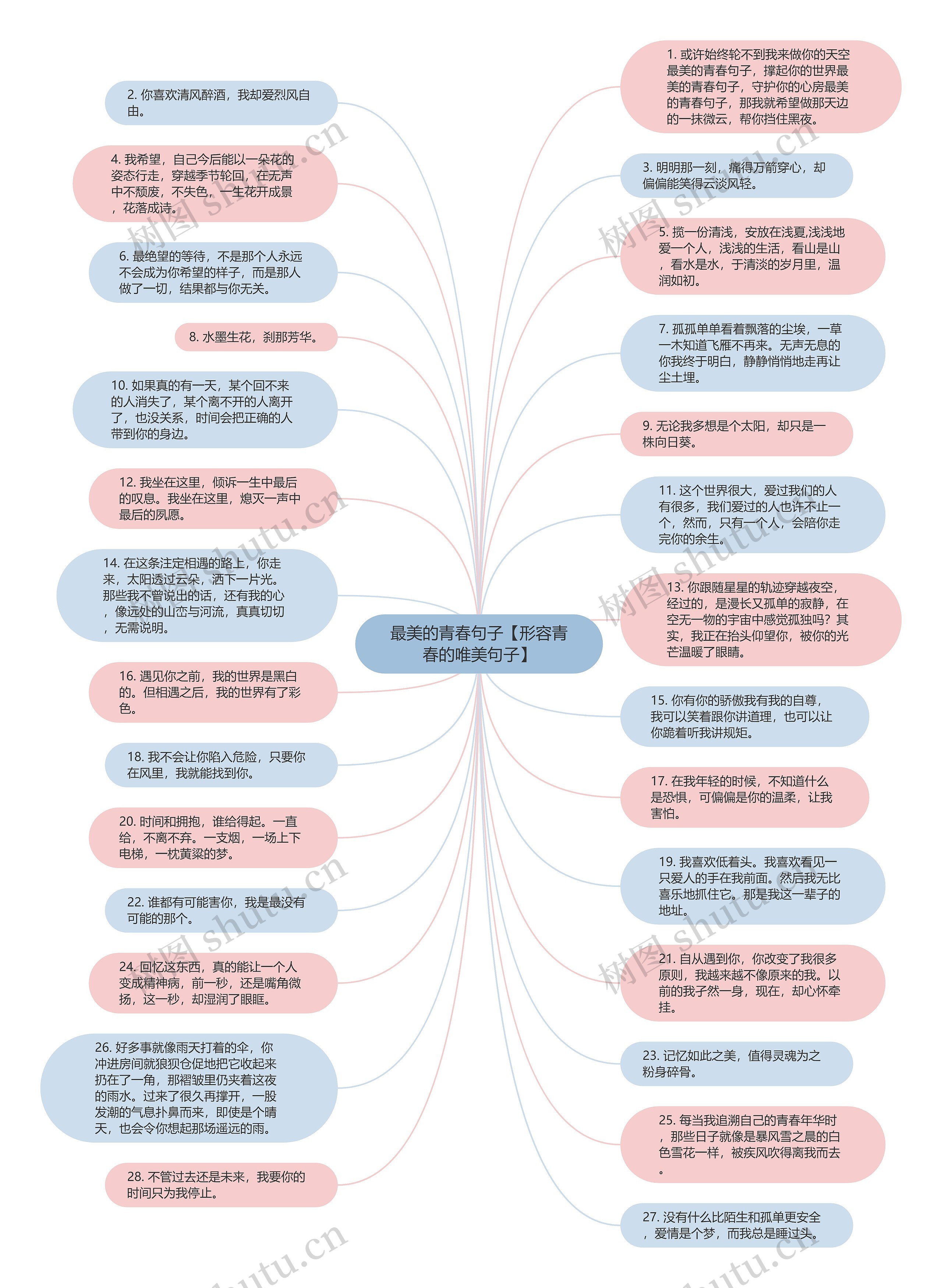 最美的青春句子【形容青春的唯美句子】思维导图