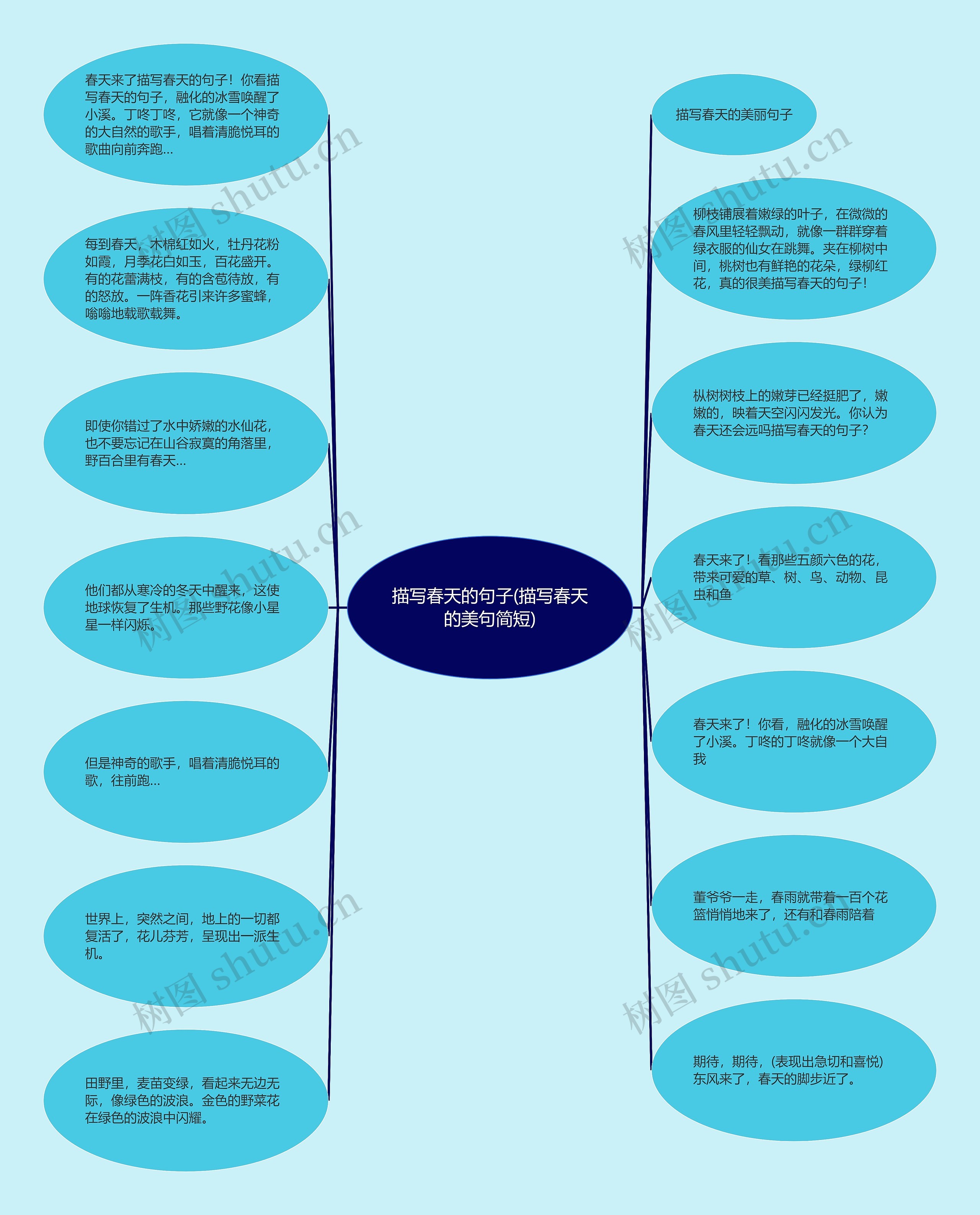 描写春天的句子(描写春天的美句简短)思维导图