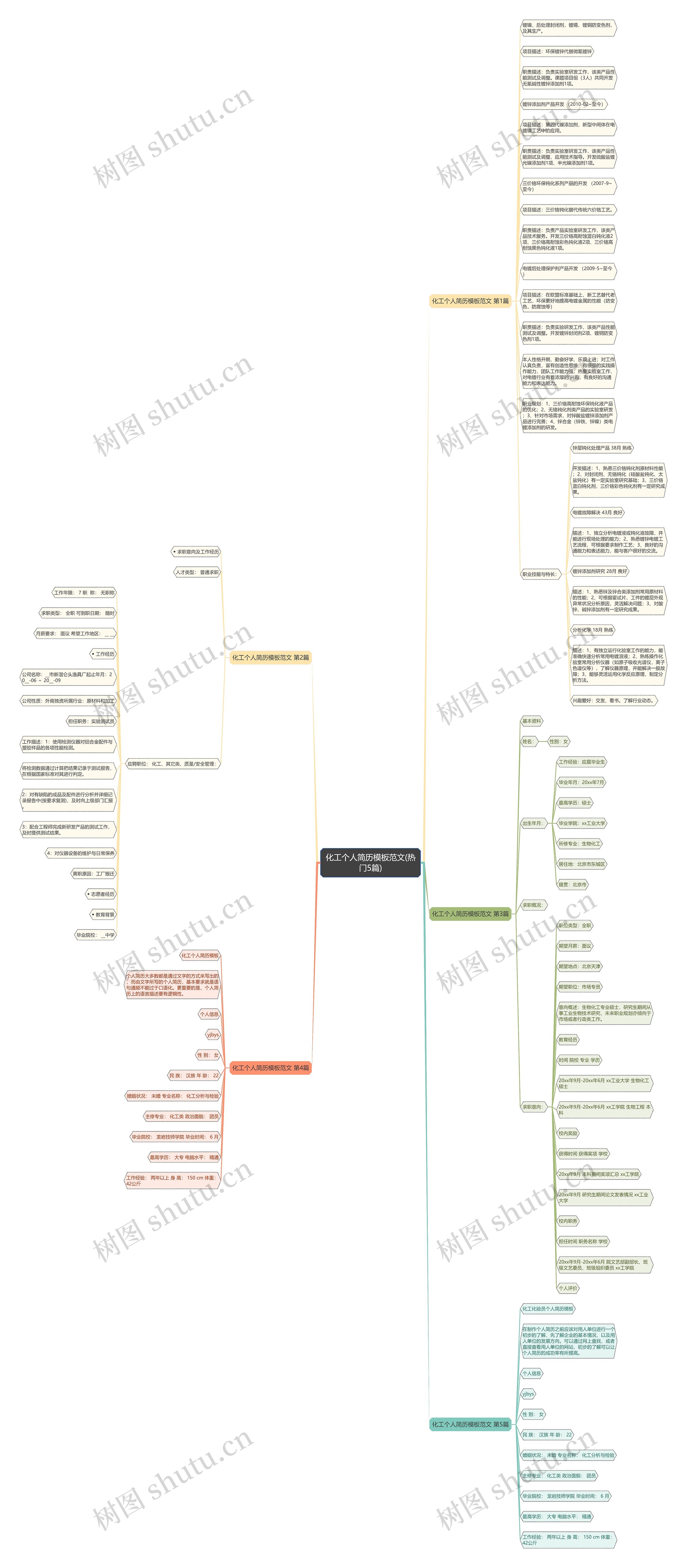 化工个人简历范文(热门5篇)思维导图