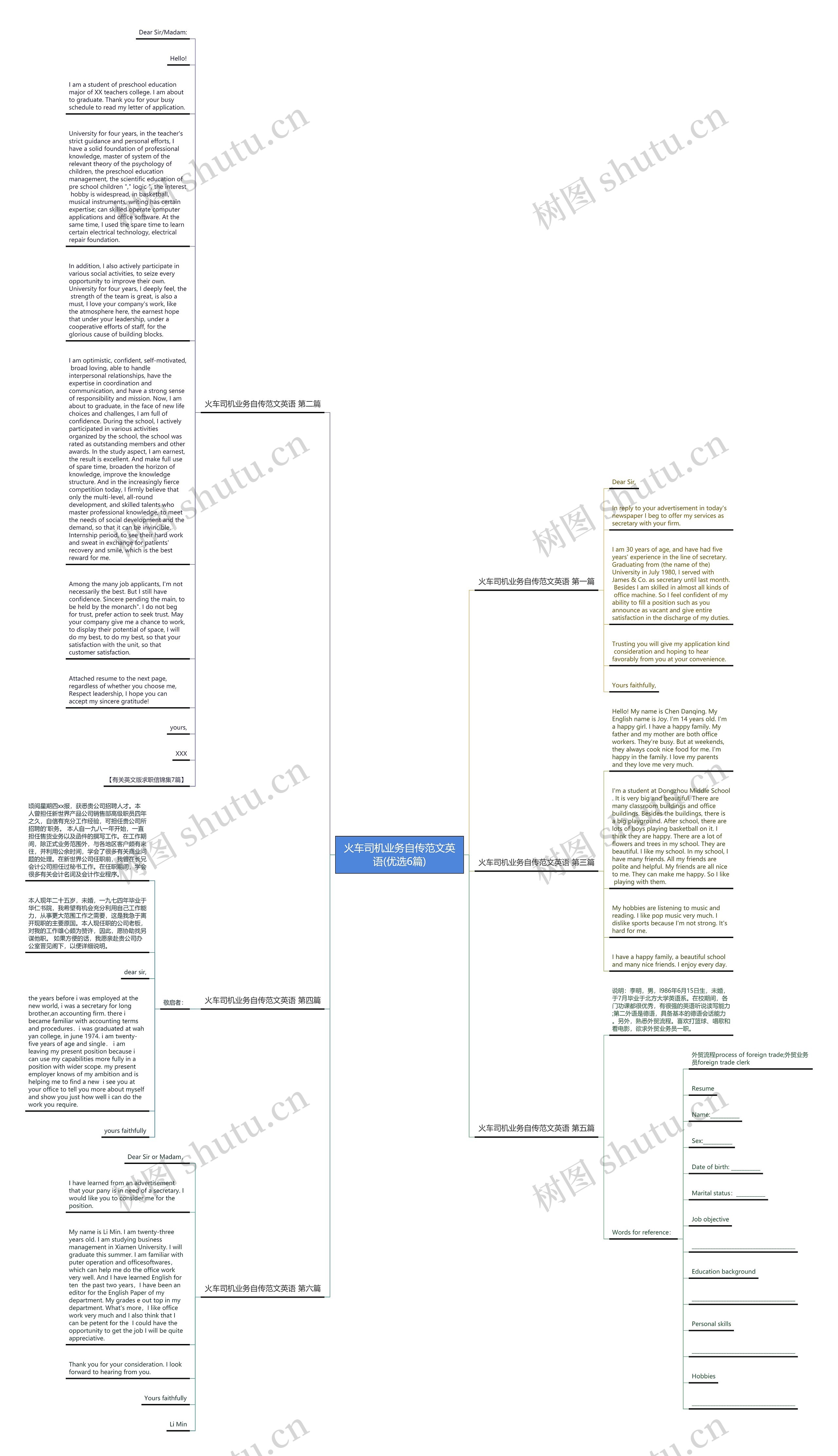火车司机业务自传范文英语(优选6篇)思维导图
