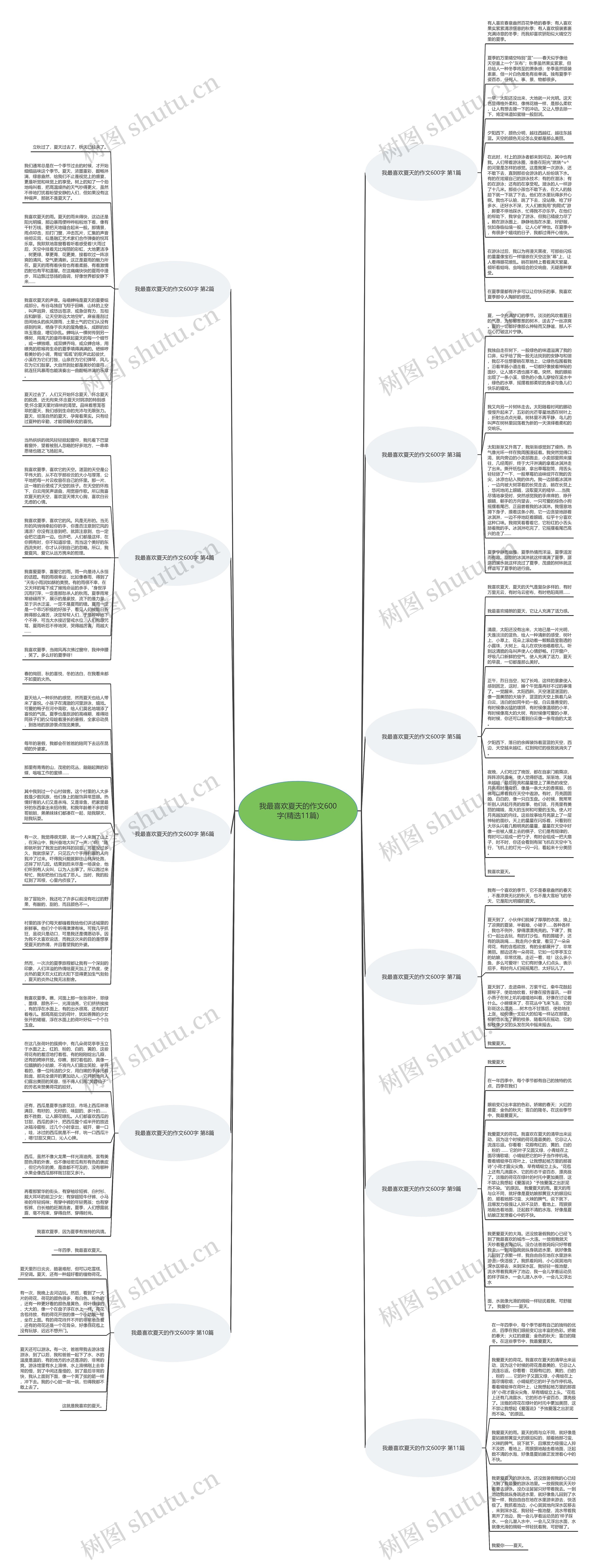 我最喜欢夏天的作文600字(精选11篇)思维导图