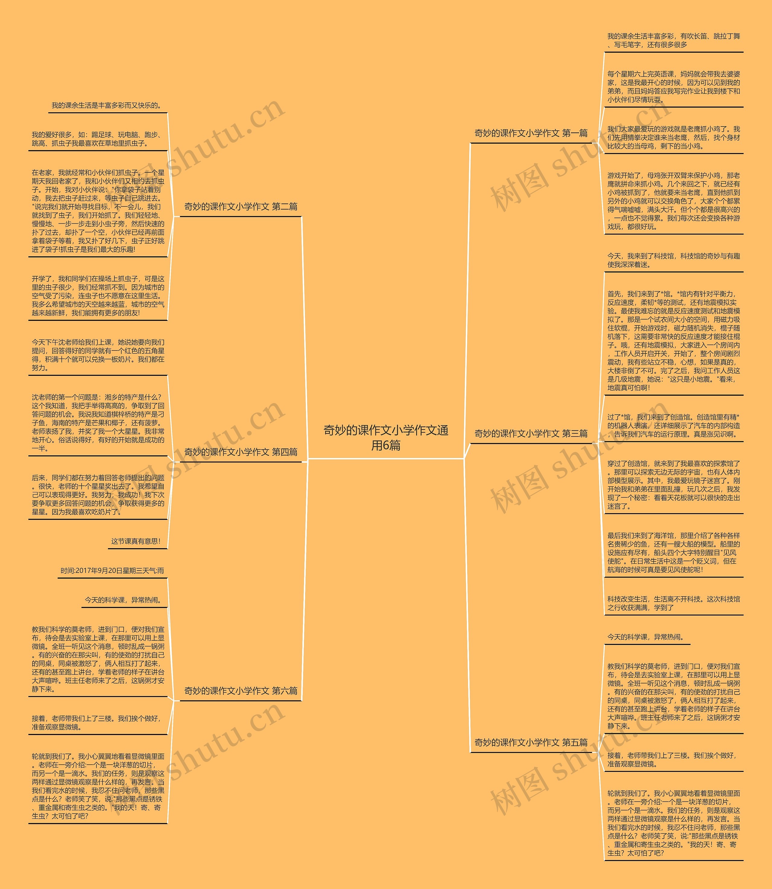 奇妙的课作文小学作文通用6篇思维导图
