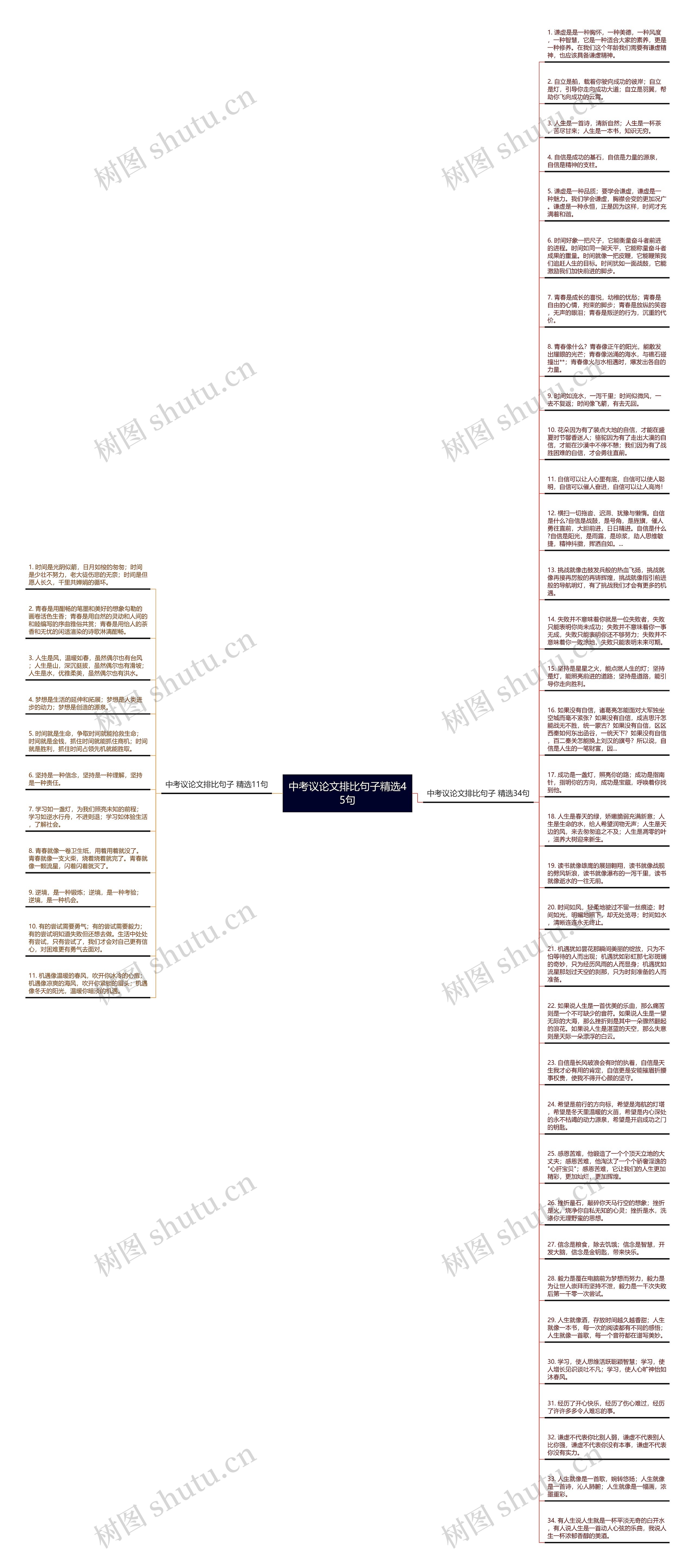 中考议论文排比句子精选45句思维导图