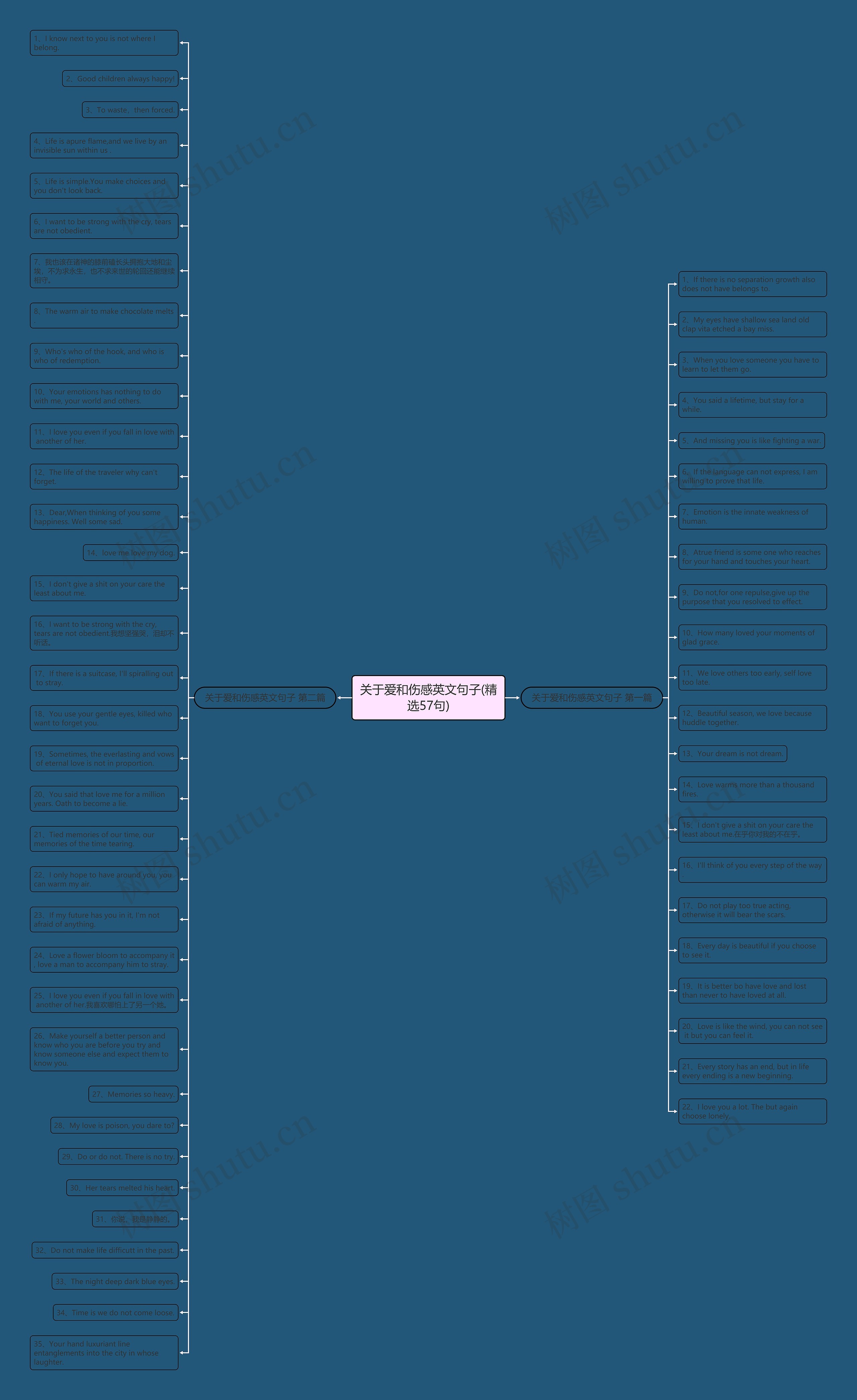 关于爱和伤感英文句子(精选57句)思维导图