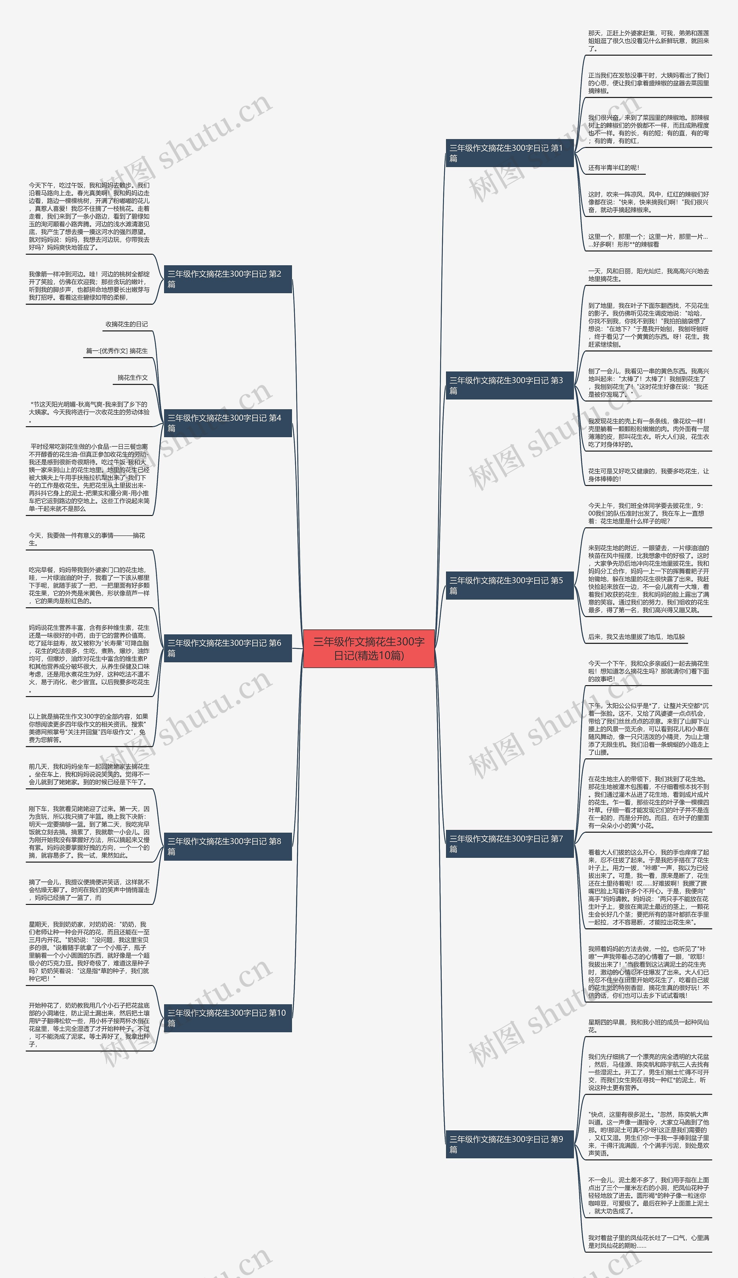 三年级作文摘花生300字日记(精选10篇)思维导图