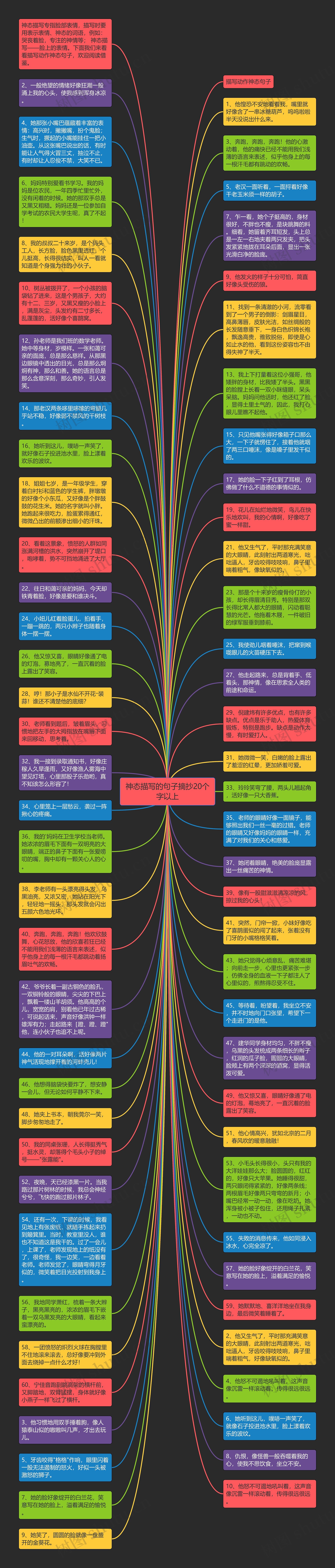 神态描写的句子摘抄20个字以上思维导图