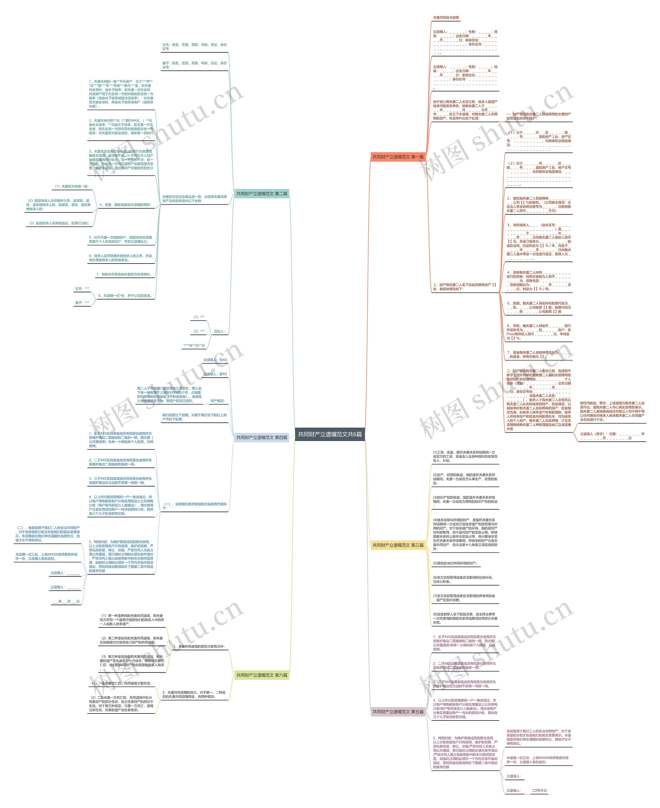 共同财产立遗嘱范文共6篇思维导图