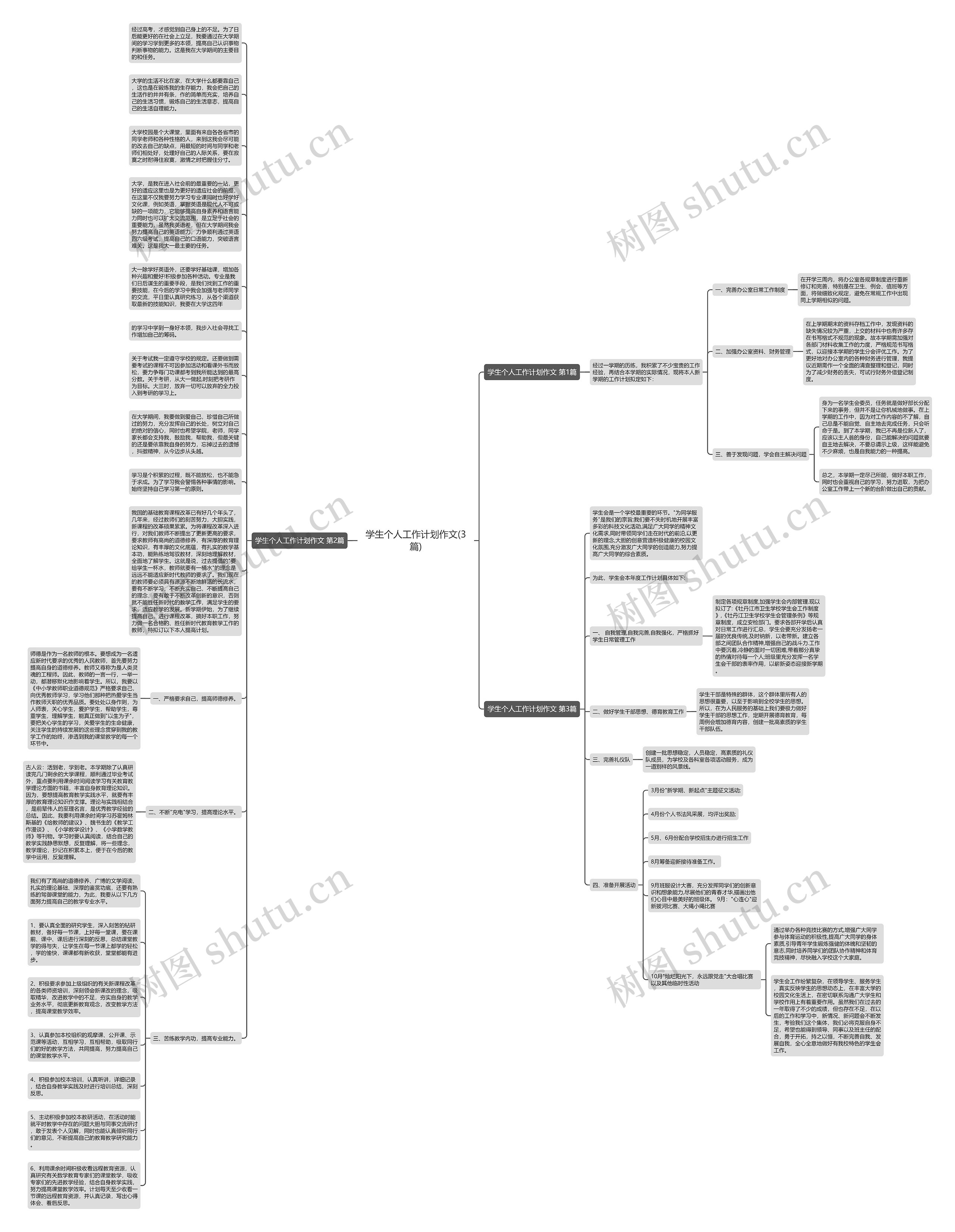 学生个人工作计划作文(3篇)思维导图