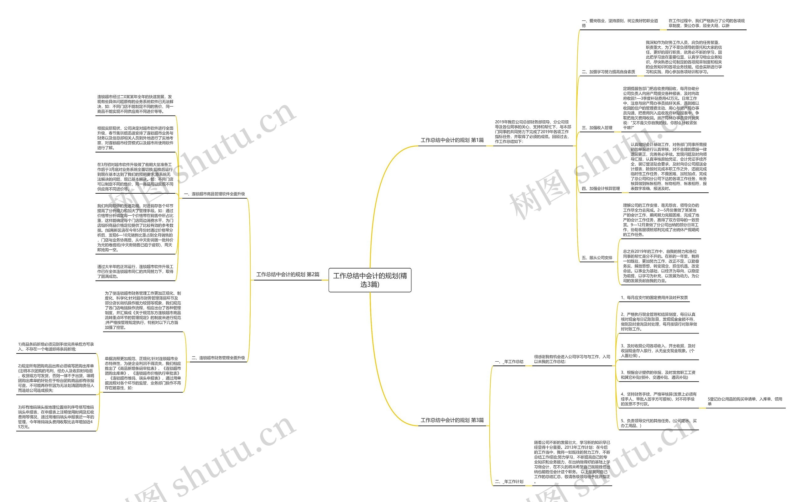 工作总结中会计的规划(精选3篇)思维导图