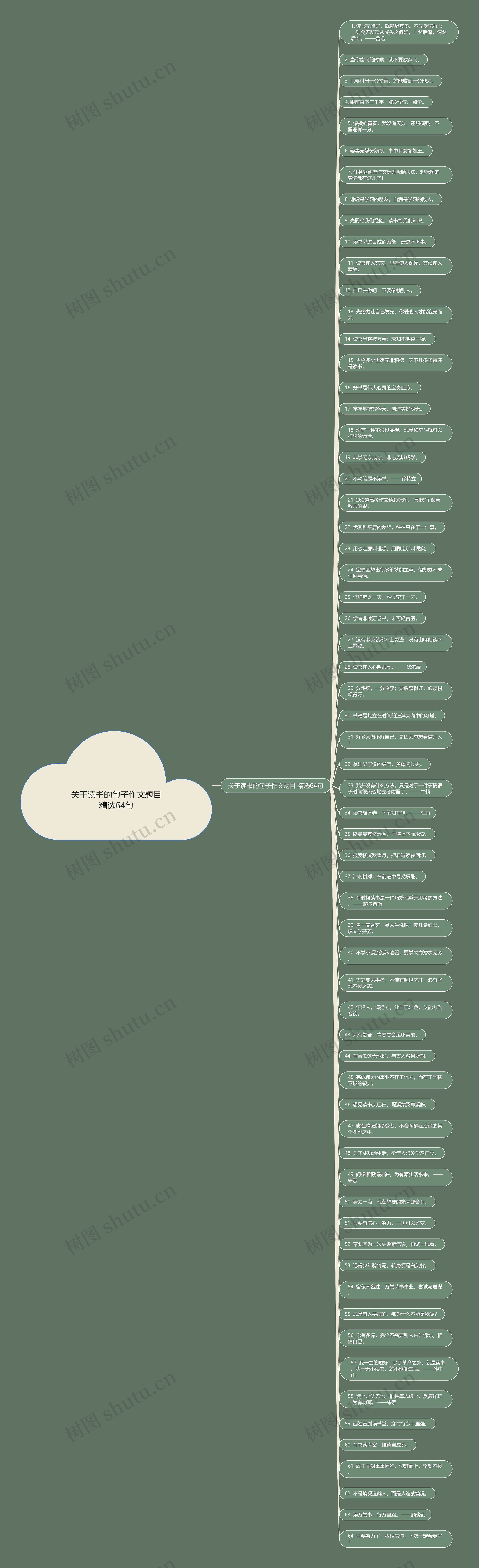 关于读书的句子作文题目精选64句思维导图